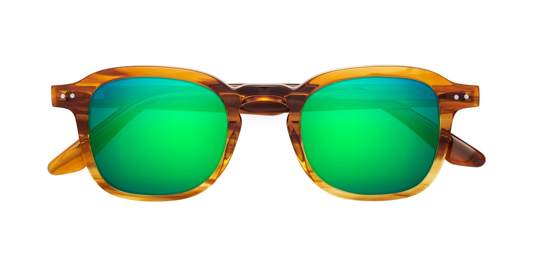 Folded Front of Nice in Striped Amber with Green Mirrored Lenses