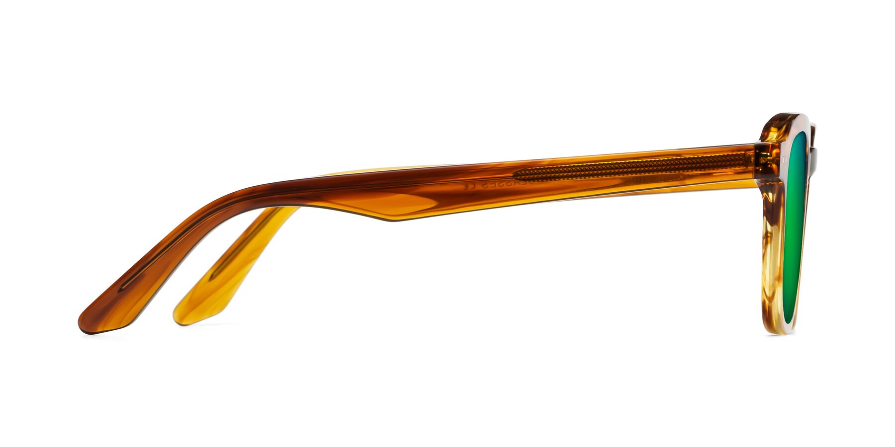 Side of Nice in Striped Amber with Green Mirrored Lenses