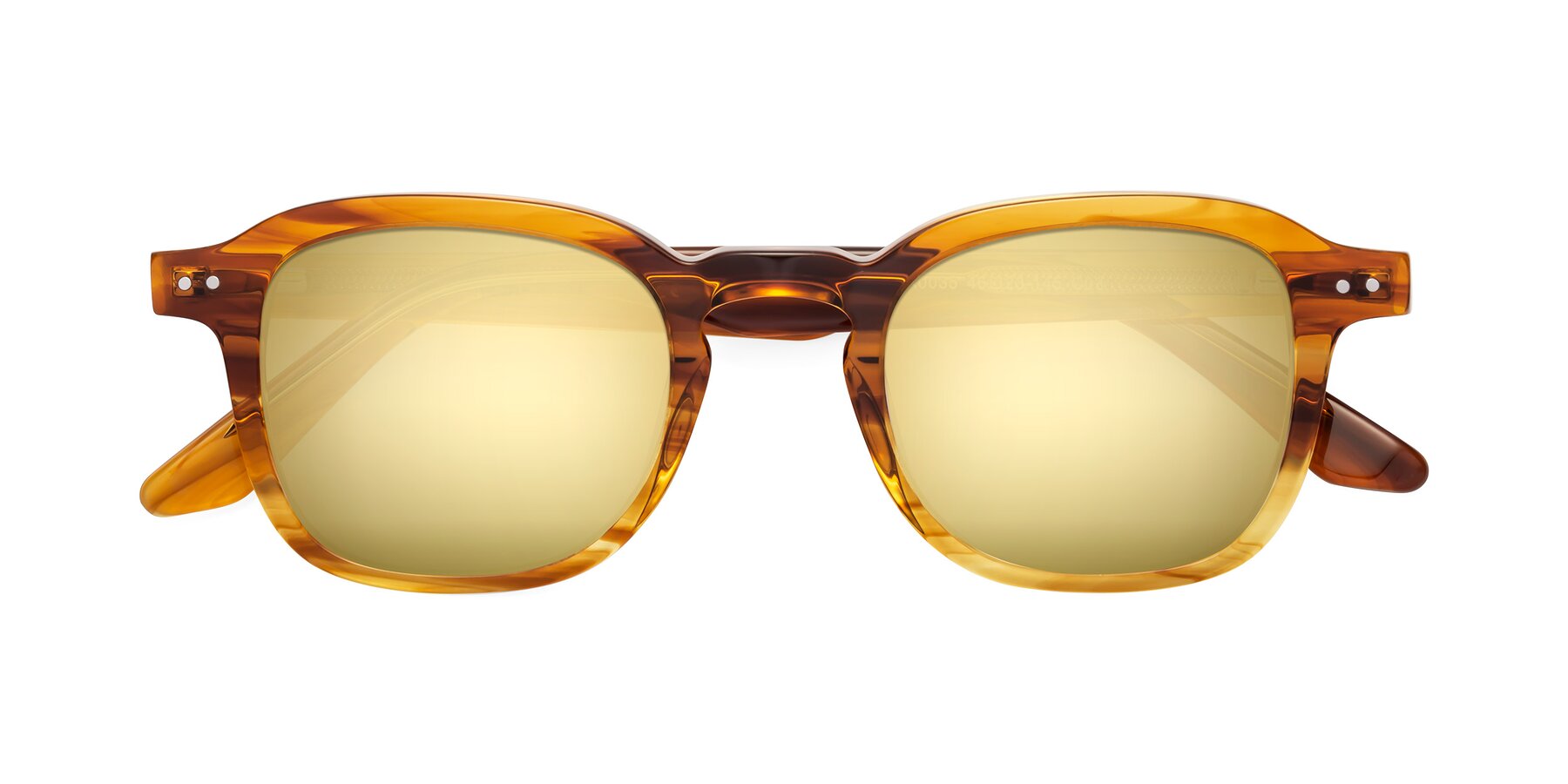 Folded Front of Nice in Striped Amber with Gold Mirrored Lenses