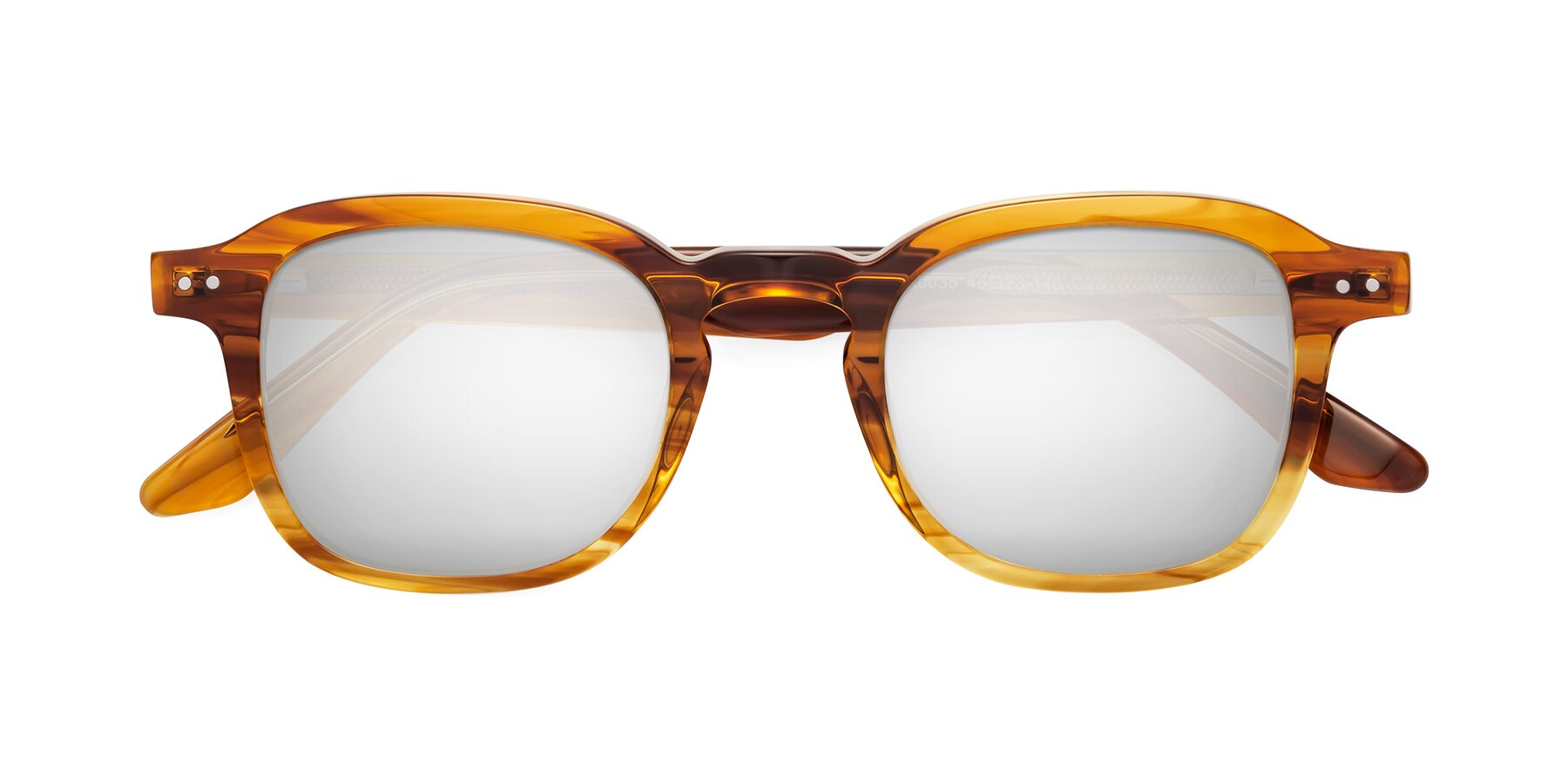 Folded Front of Nice in Striped Amber with Silver Mirrored Lenses