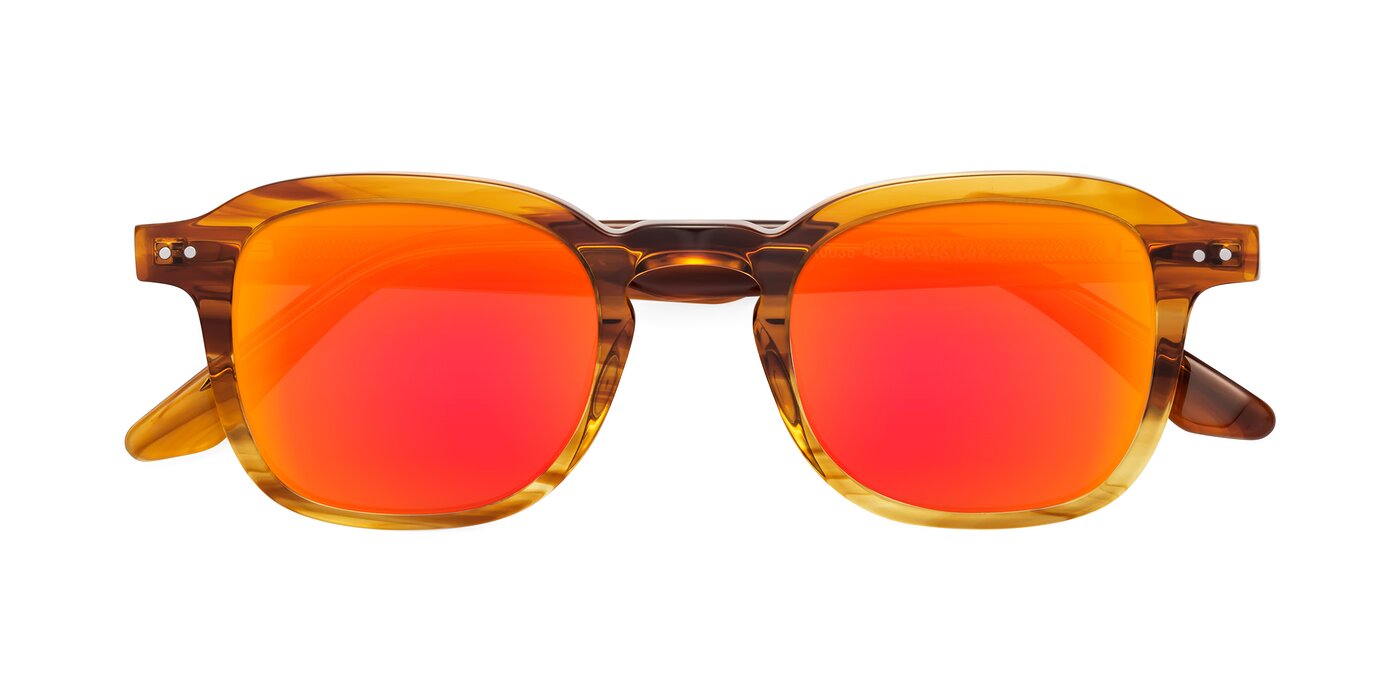 Nice - Striped Amber Flash Mirrored Sunglasses