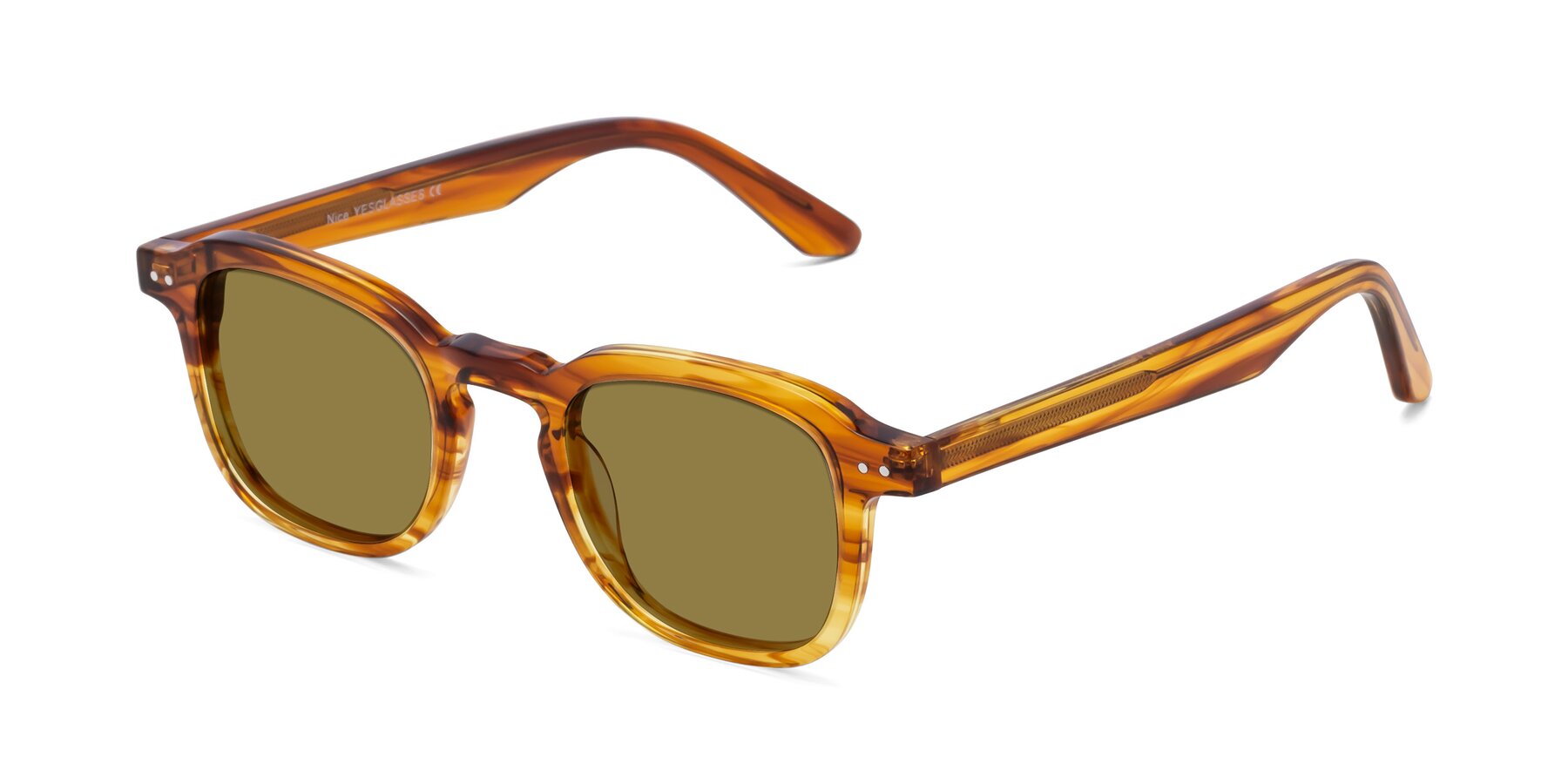 Angle of Nice in Striped Amber with Brown Polarized Lenses