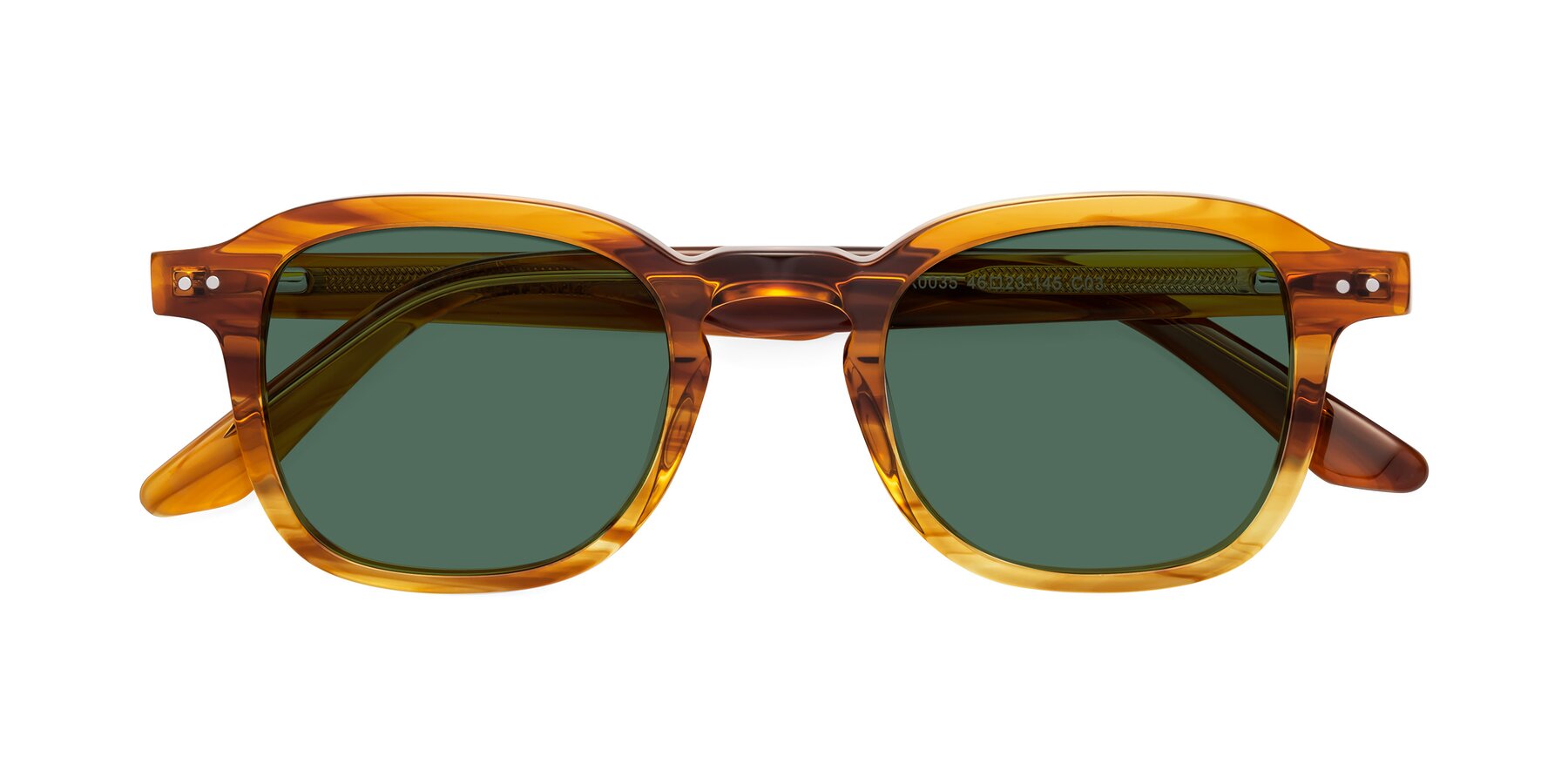 Folded Front of Nice in Striped Amber with Green Polarized Lenses
