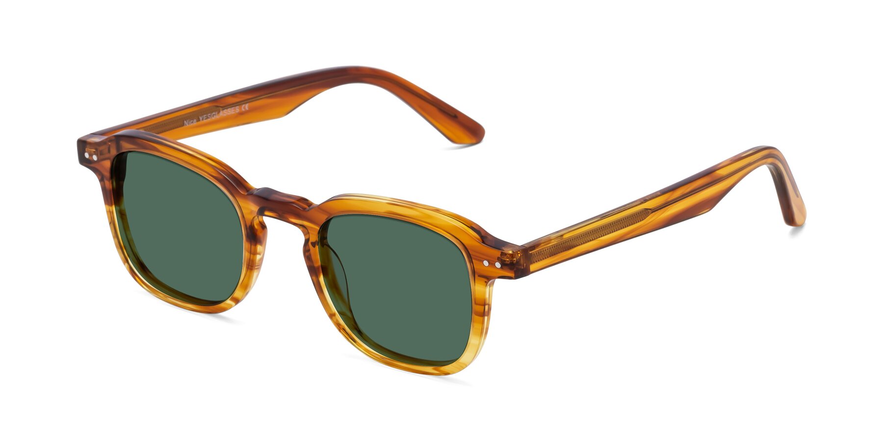 Angle of Nice in Striped Amber with Green Polarized Lenses