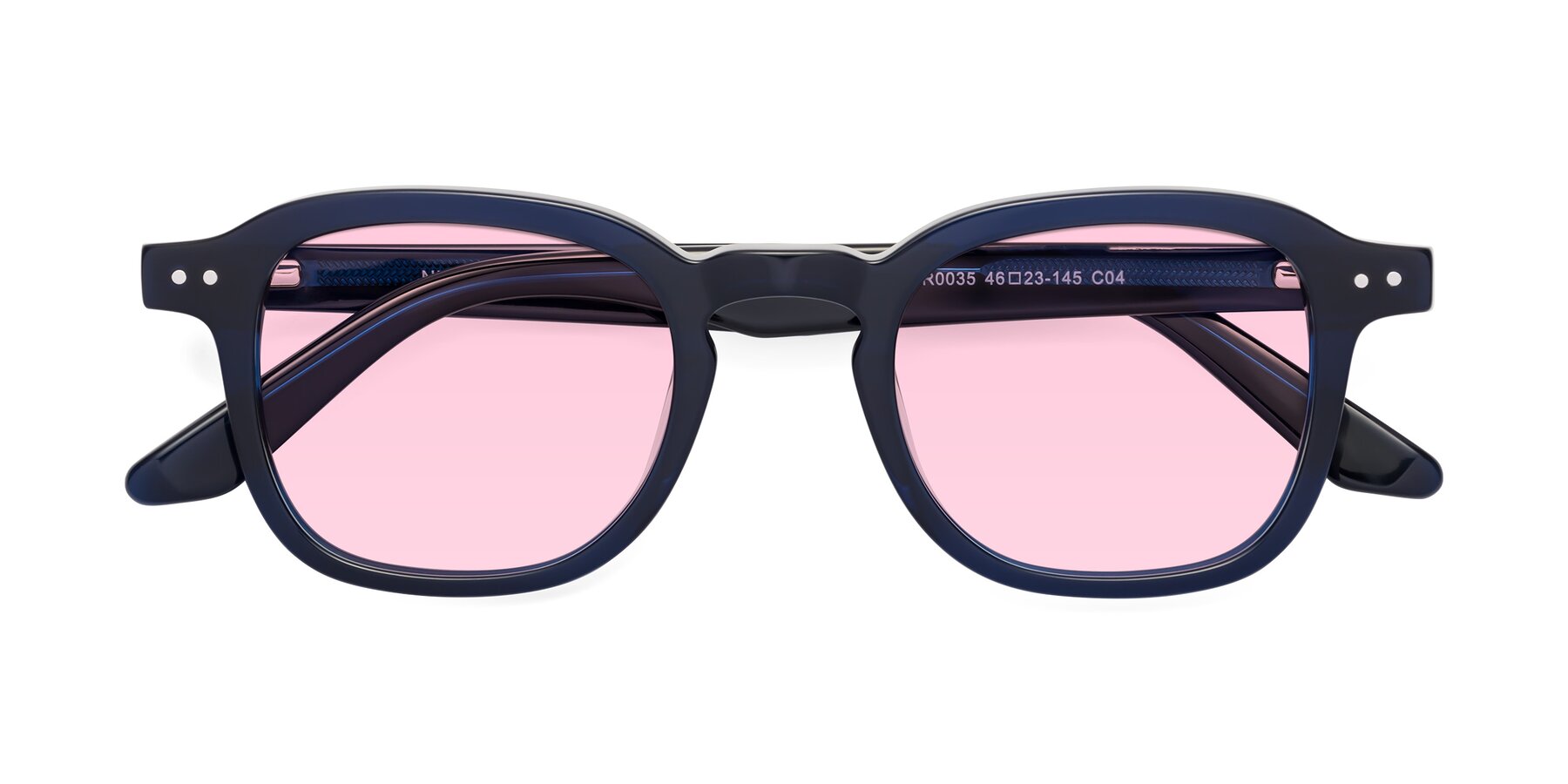 Folded Front of Nice in Deep Blue with Light Pink Tinted Lenses