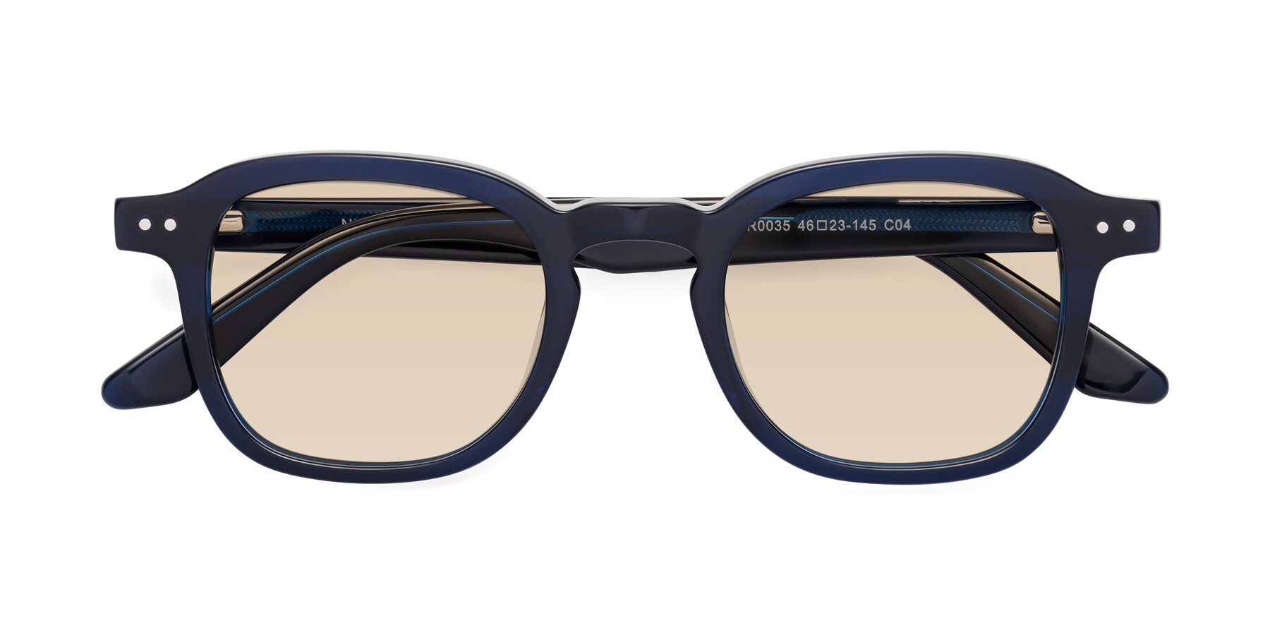 Folded Front of Nice in Deep Blue with Light Brown Tinted Lenses