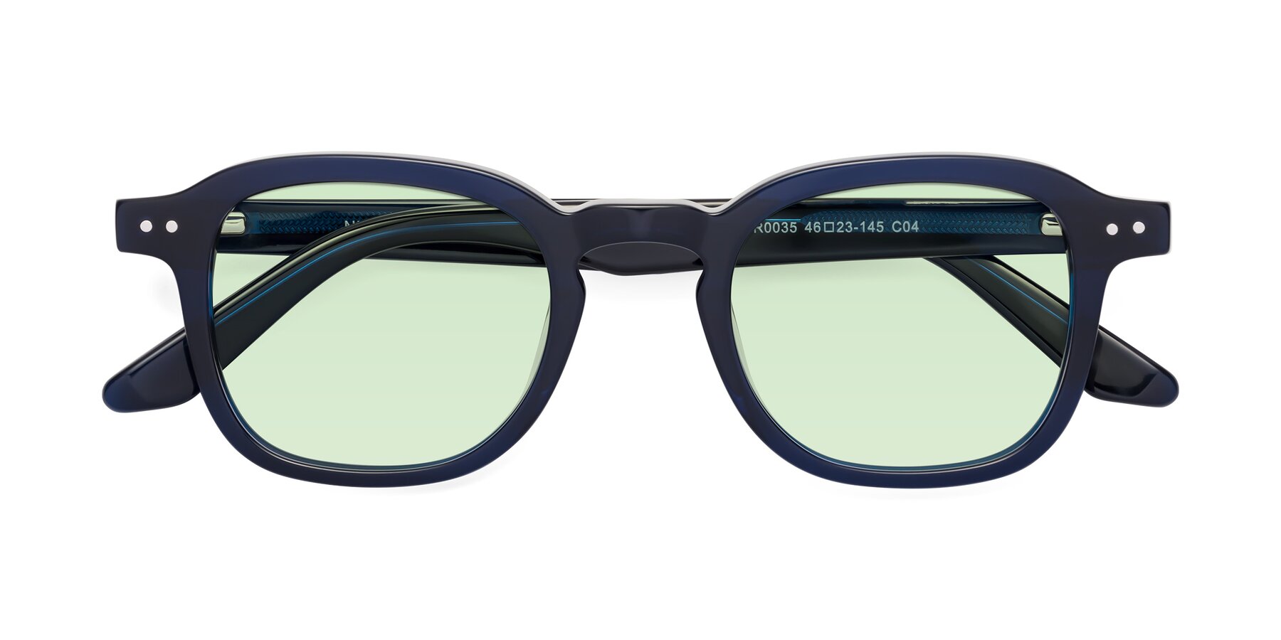 Folded Front of Nice in Deep Blue with Light Green Tinted Lenses