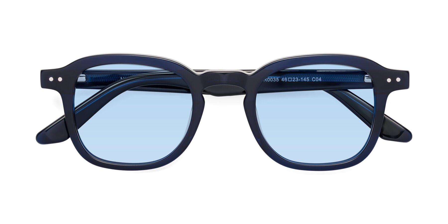 Folded Front of Nice in Deep Blue with Light Blue Tinted Lenses