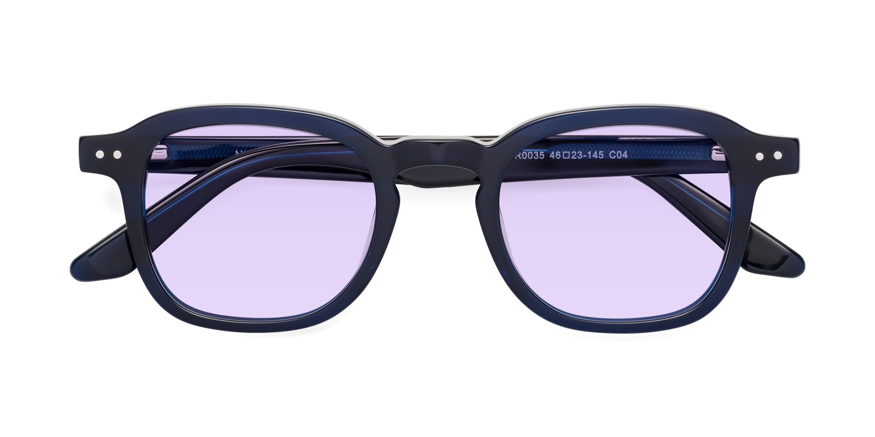 Folded Front of Nice in Deep Blue with Light Purple Tinted Lenses