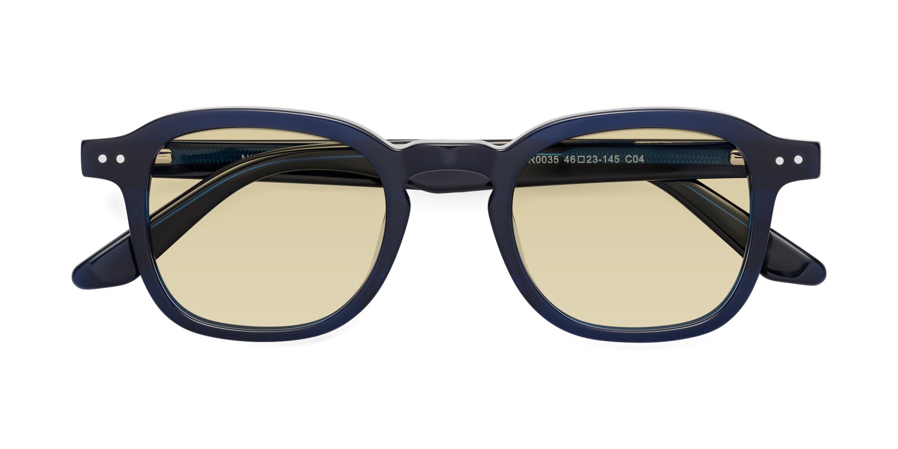 Folded Front of Nice in Deep Blue with Light Champagne Tinted Lenses