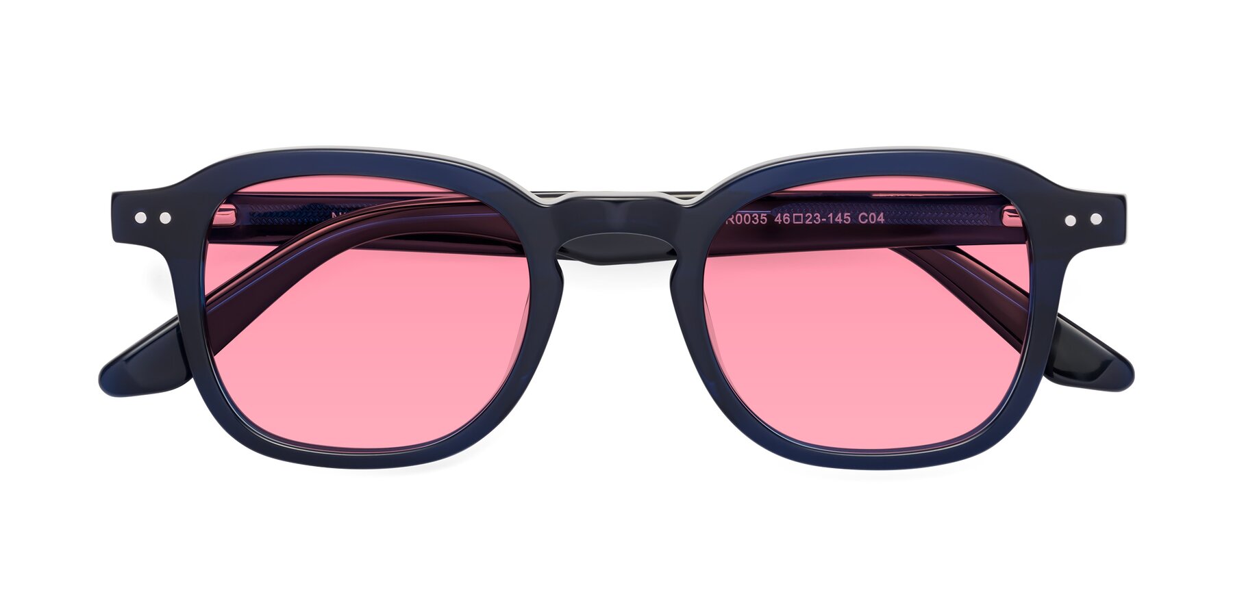 Folded Front of Nice in Deep Blue with Pink Tinted Lenses