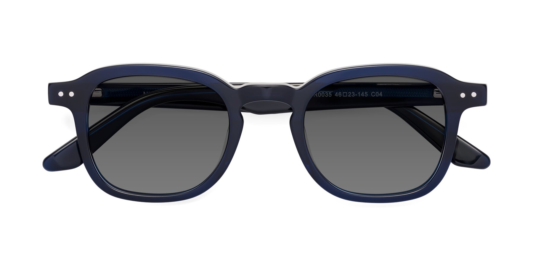 Folded Front of Nice in Deep Blue with Medium Gray Tinted Lenses