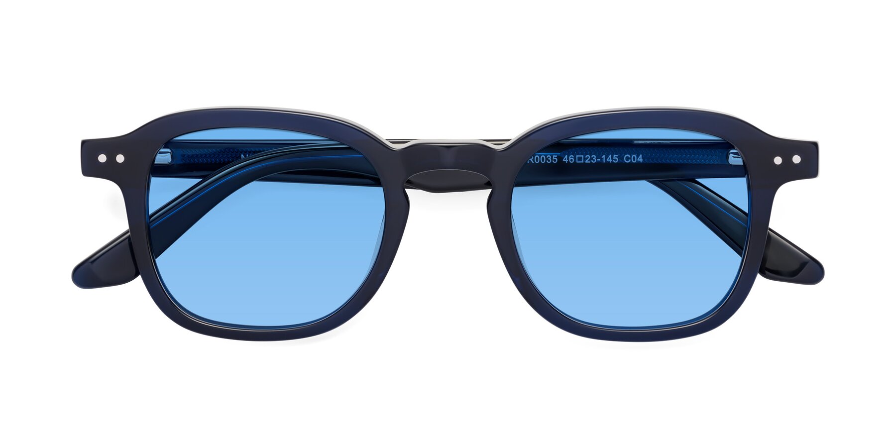 Folded Front of Nice in Deep Blue with Medium Blue Tinted Lenses