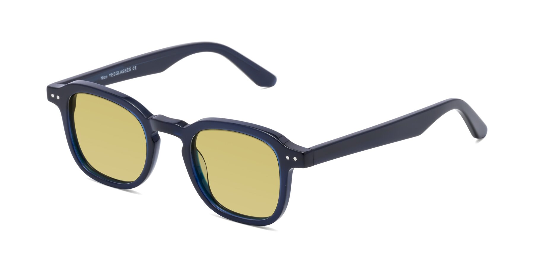 Angle of Nice in Deep Blue with Medium Champagne Tinted Lenses