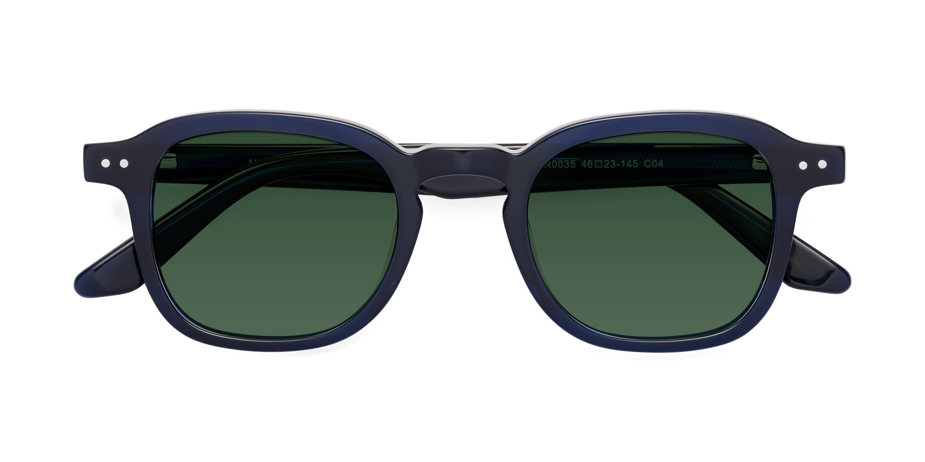 Folded Front of Nice in Deep Blue with Green Tinted Lenses