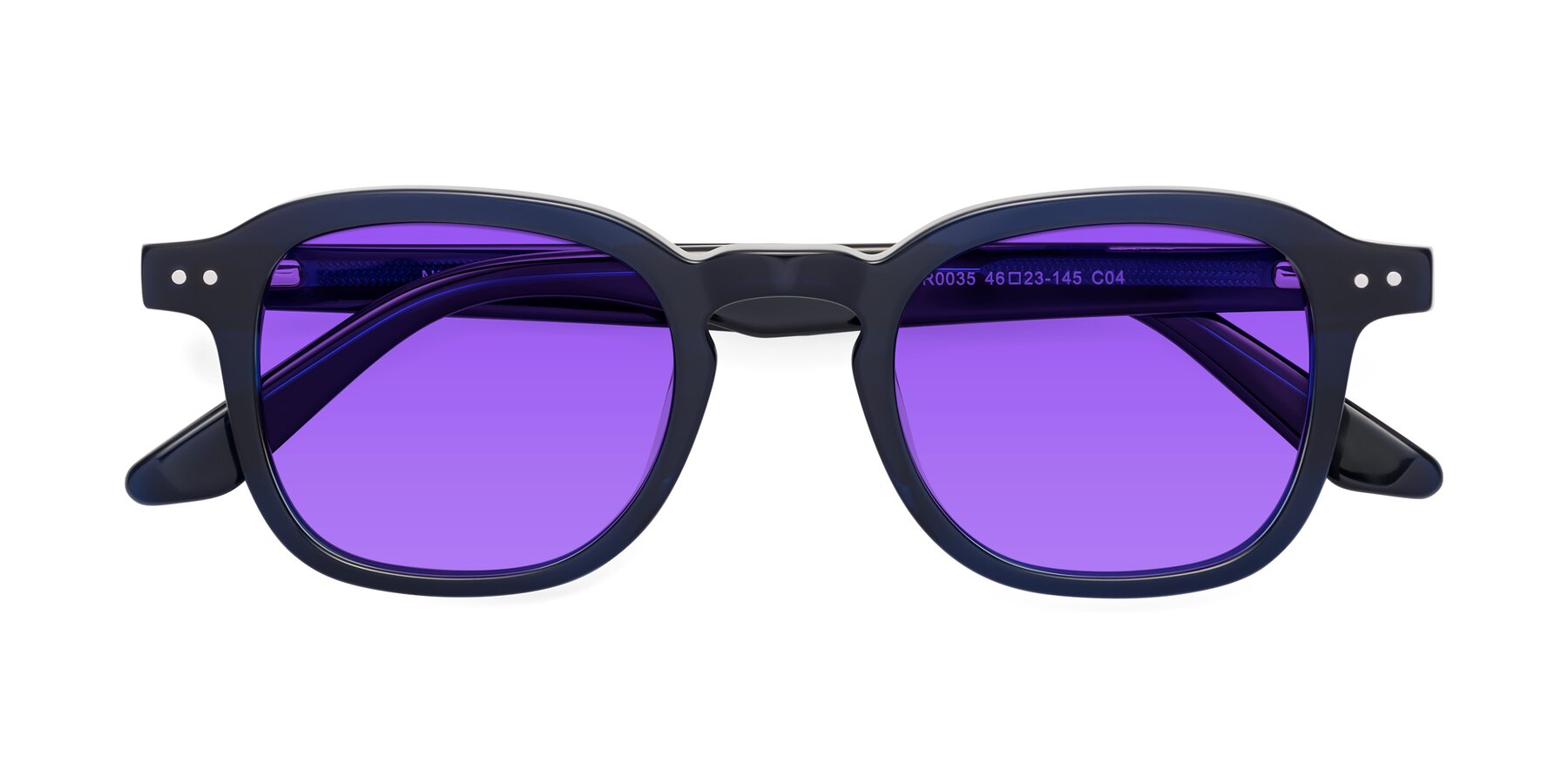 Folded Front of Nice in Deep Blue with Purple Tinted Lenses