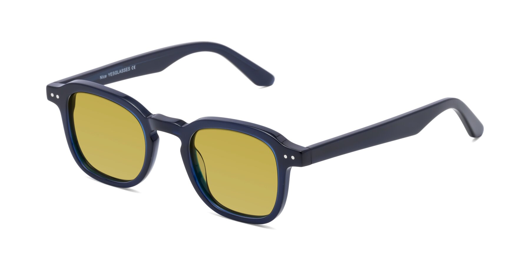 Angle of Nice in Deep Blue with Champagne Tinted Lenses