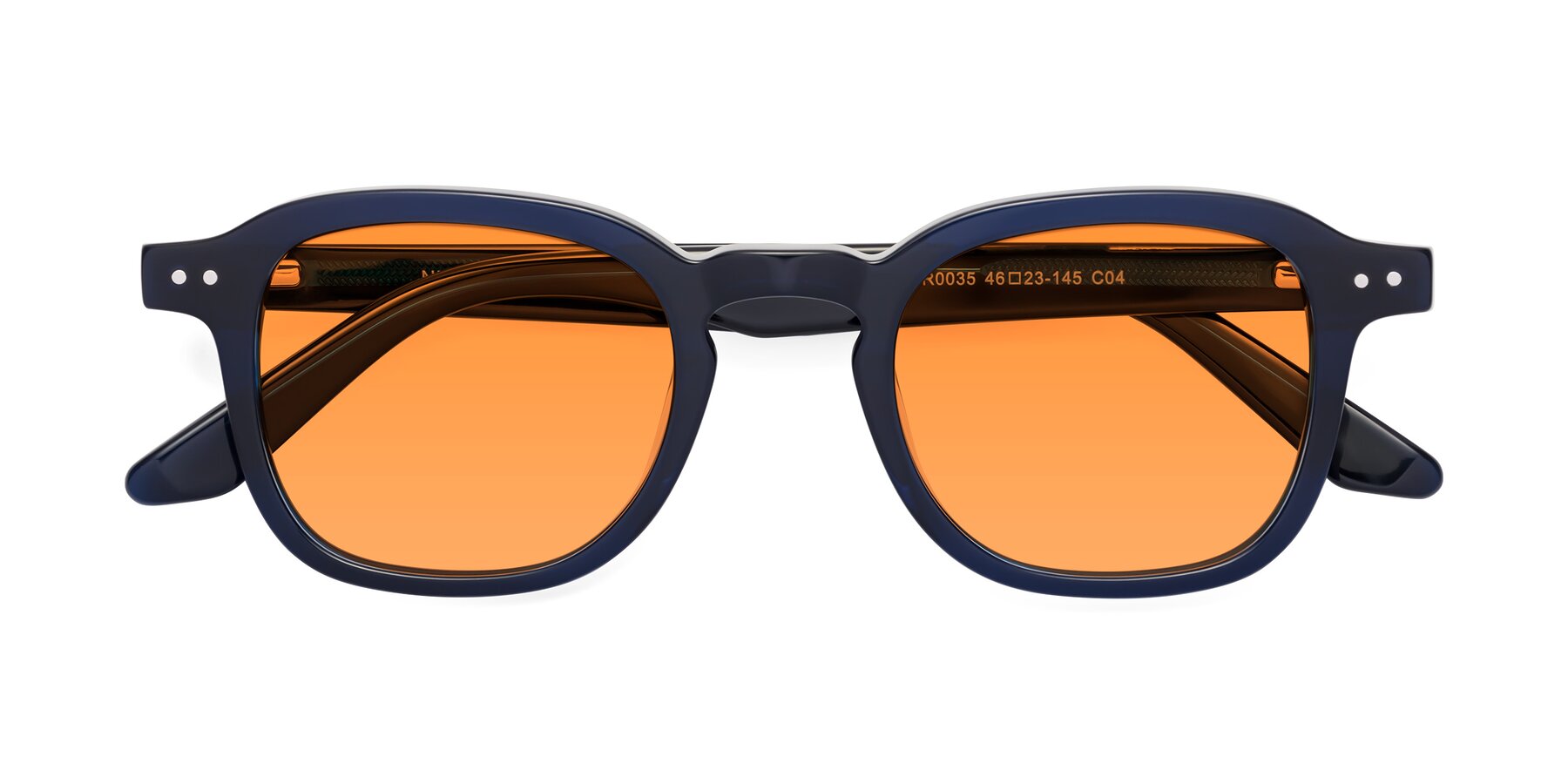 Folded Front of Nice in Deep Blue with Orange Tinted Lenses