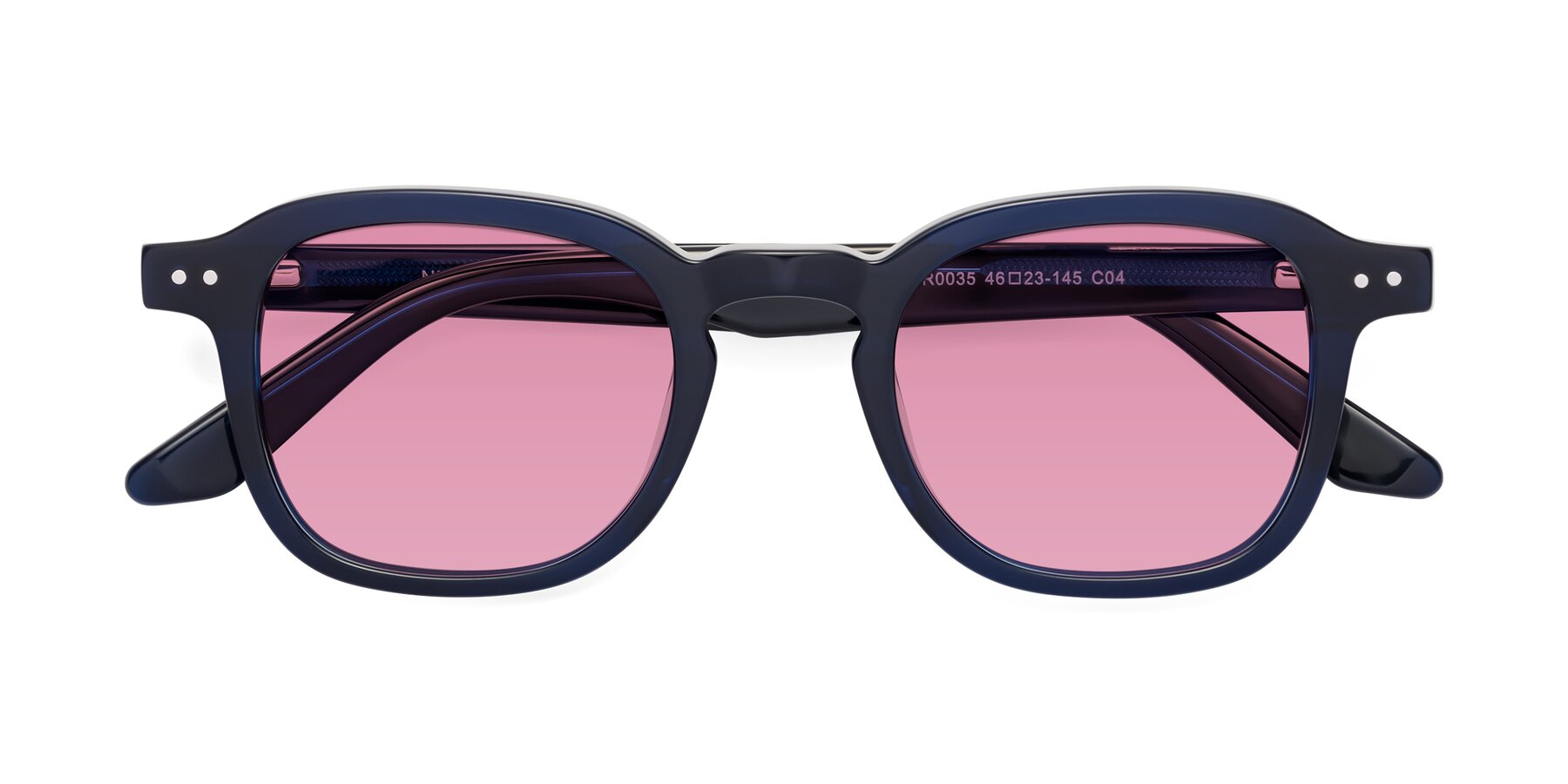 Folded Front of Nice in Deep Blue with Medium Wine Tinted Lenses