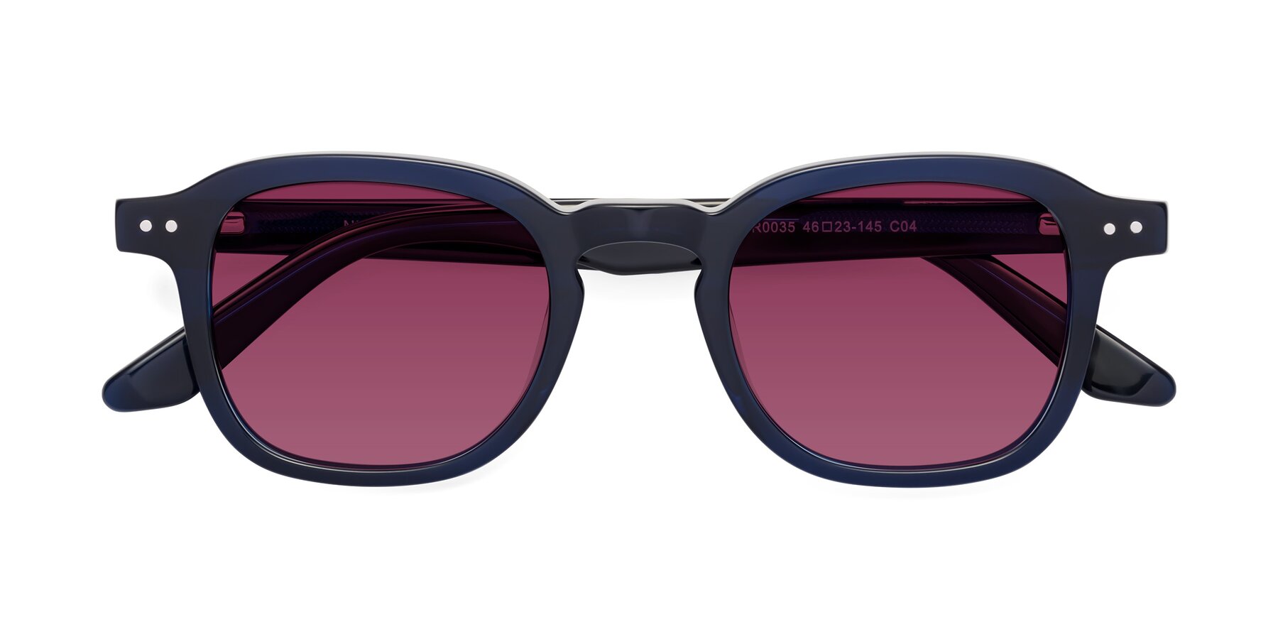 Folded Front of Nice in Deep Blue with Wine Tinted Lenses