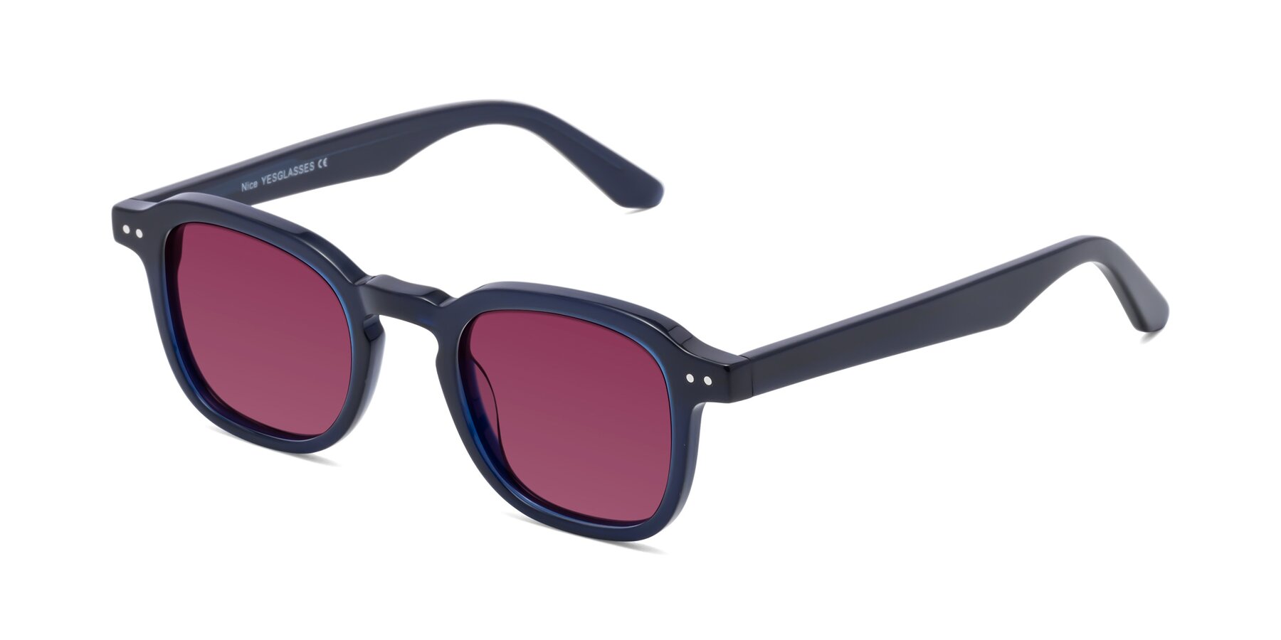 Angle of Nice in Deep Blue with Wine Tinted Lenses