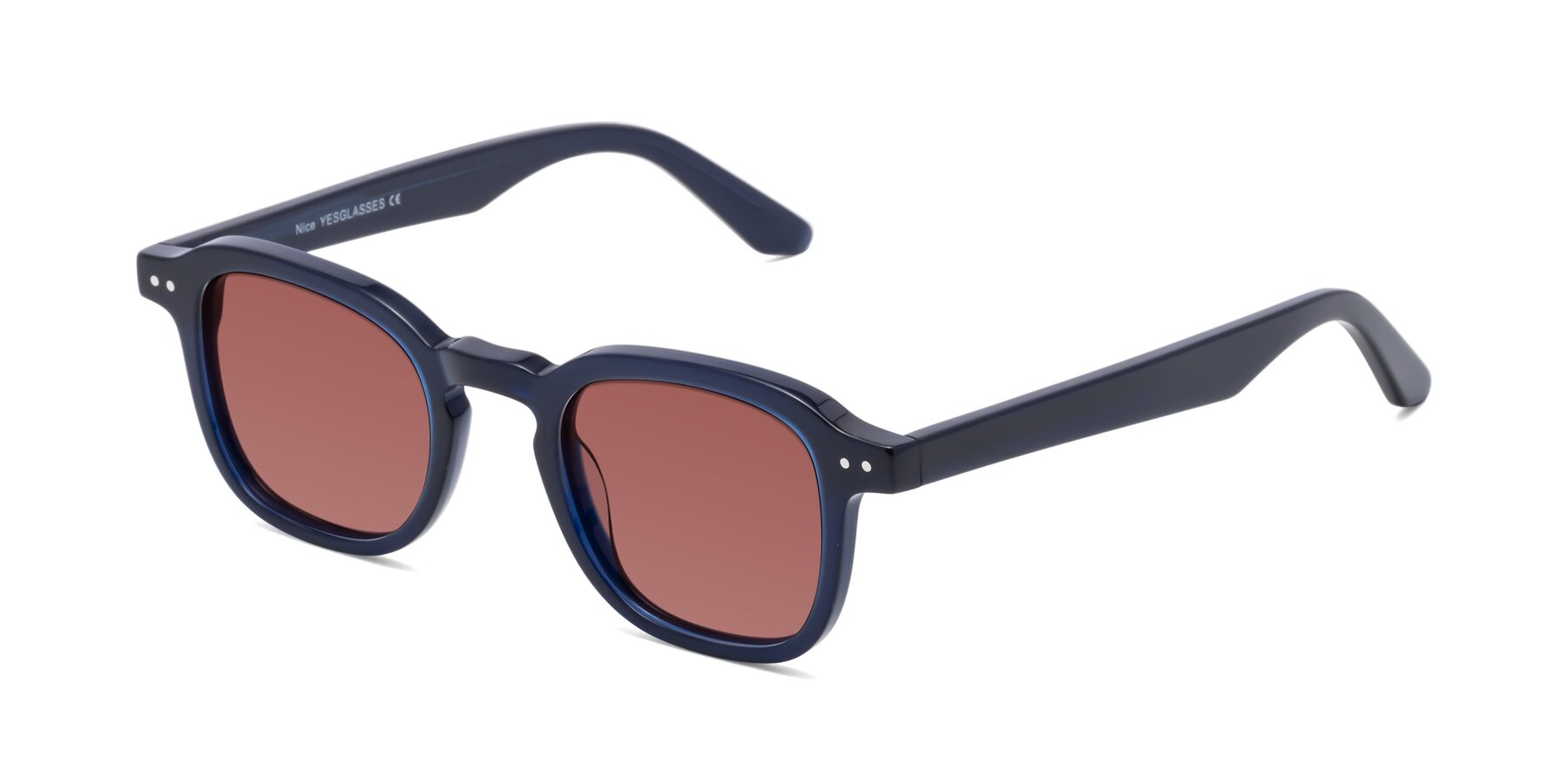 Angle of Nice in Deep Blue with Garnet Tinted Lenses