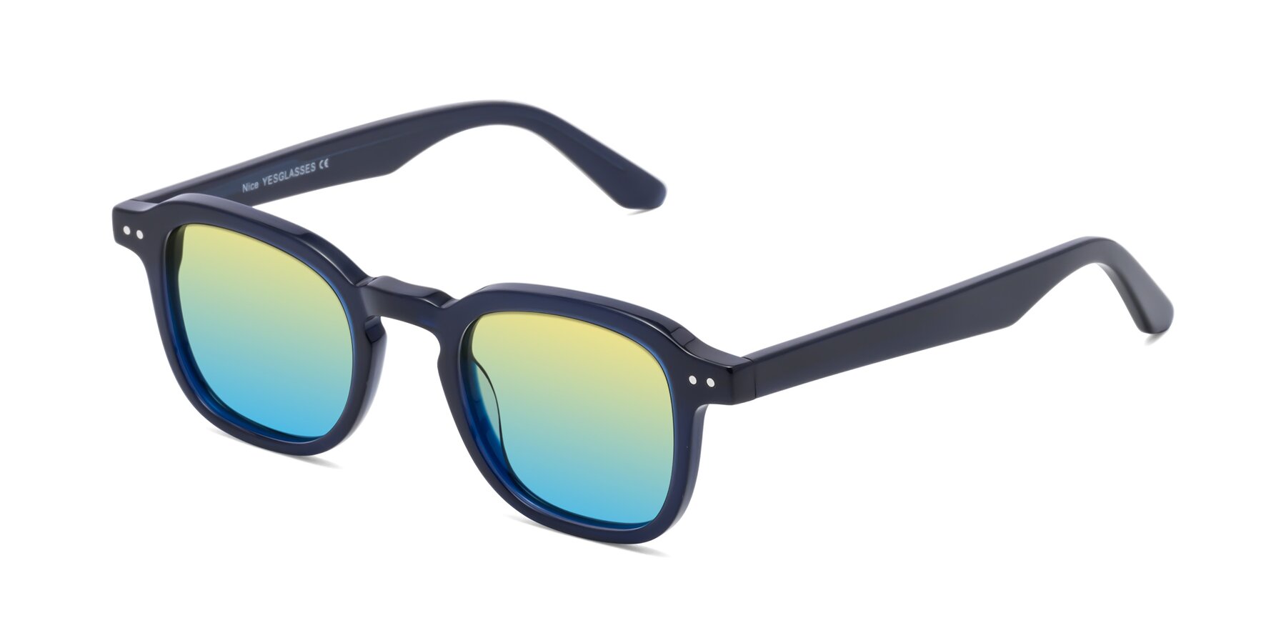 Angle of Nice in Deep Blue with Yellow / Blue Gradient Lenses