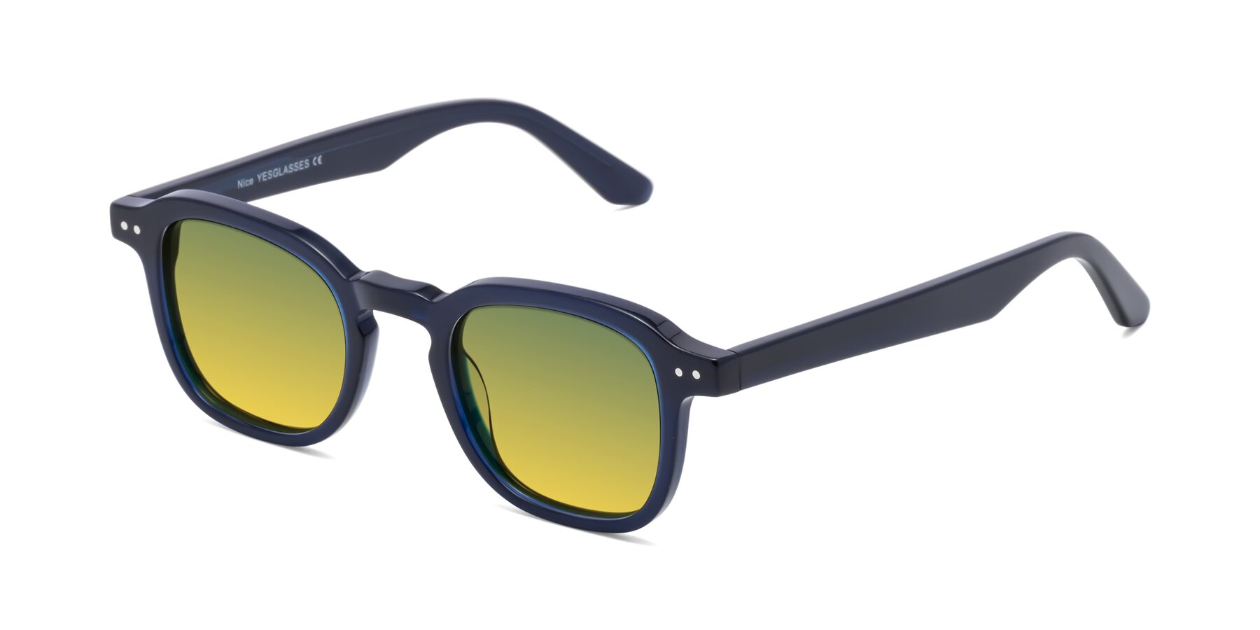 Angle of Nice in Deep Blue with Green / Yellow Gradient Lenses