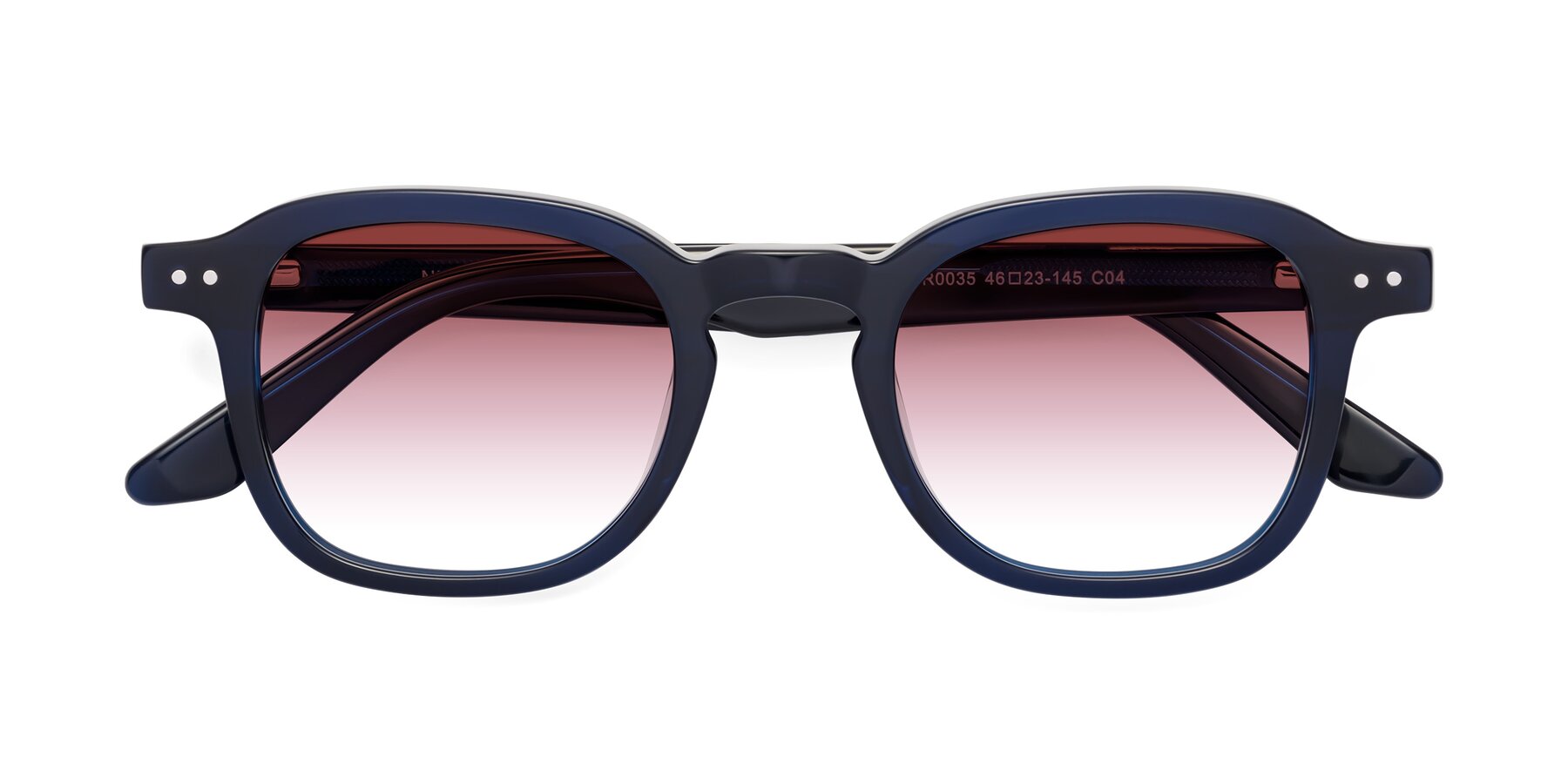 Folded Front of Nice in Deep Blue with Garnet Gradient Lenses