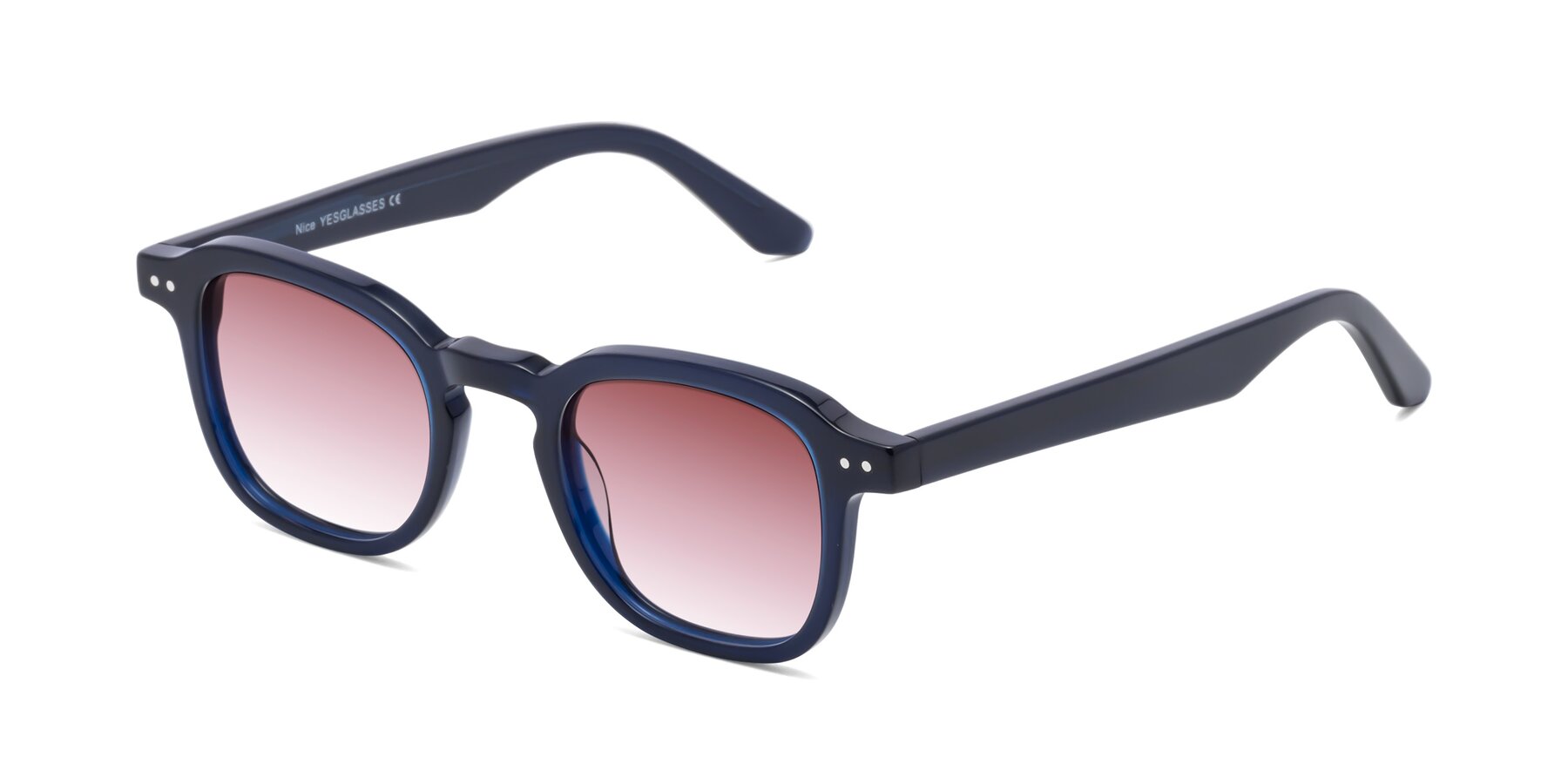 Angle of Nice in Deep Blue with Garnet Gradient Lenses