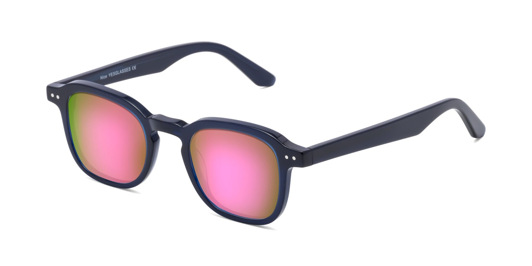 Angle of Nice in Deep Blue with Pink Mirrored Lenses
