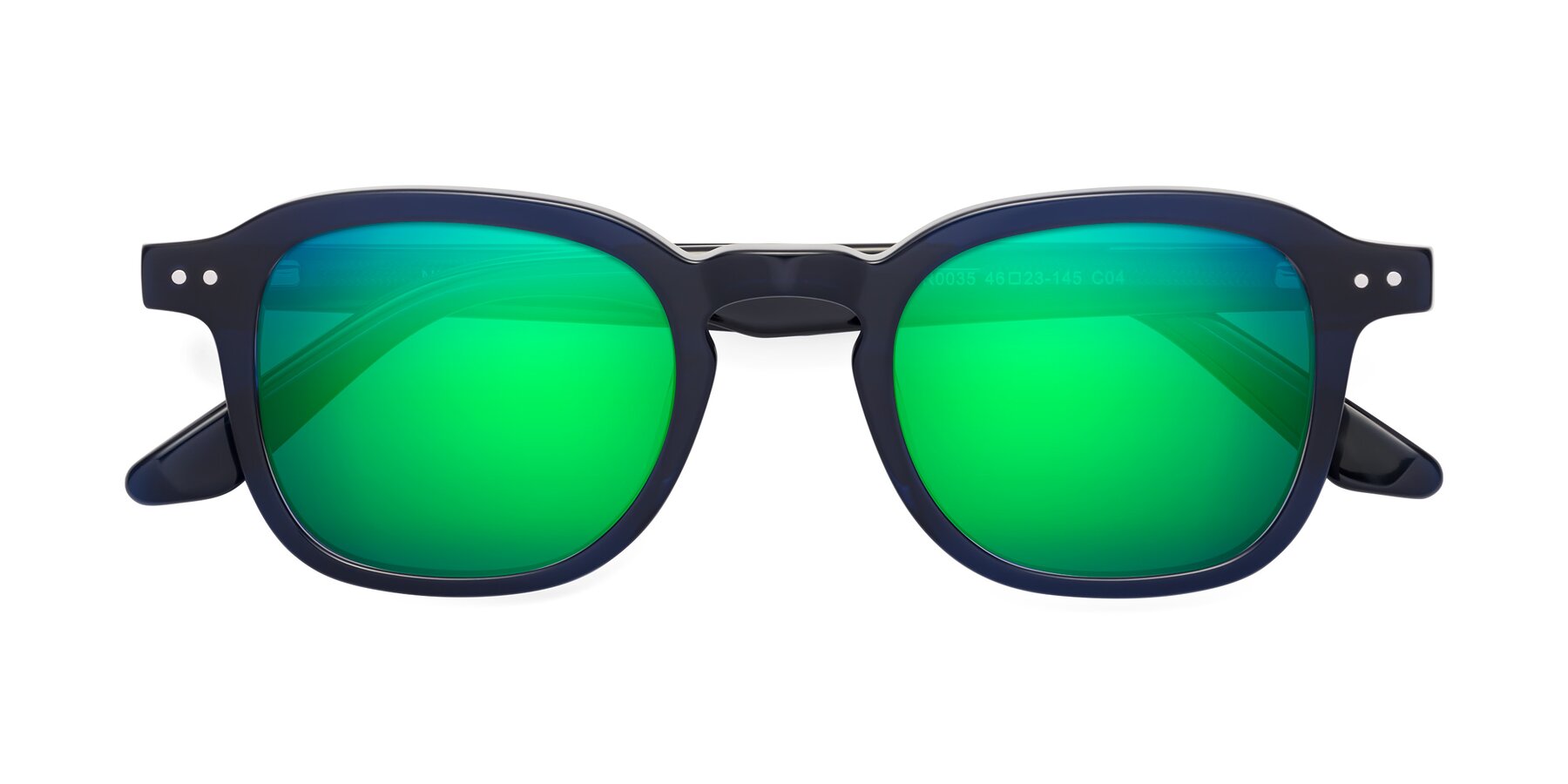 Folded Front of Nice in Deep Blue with Green Mirrored Lenses