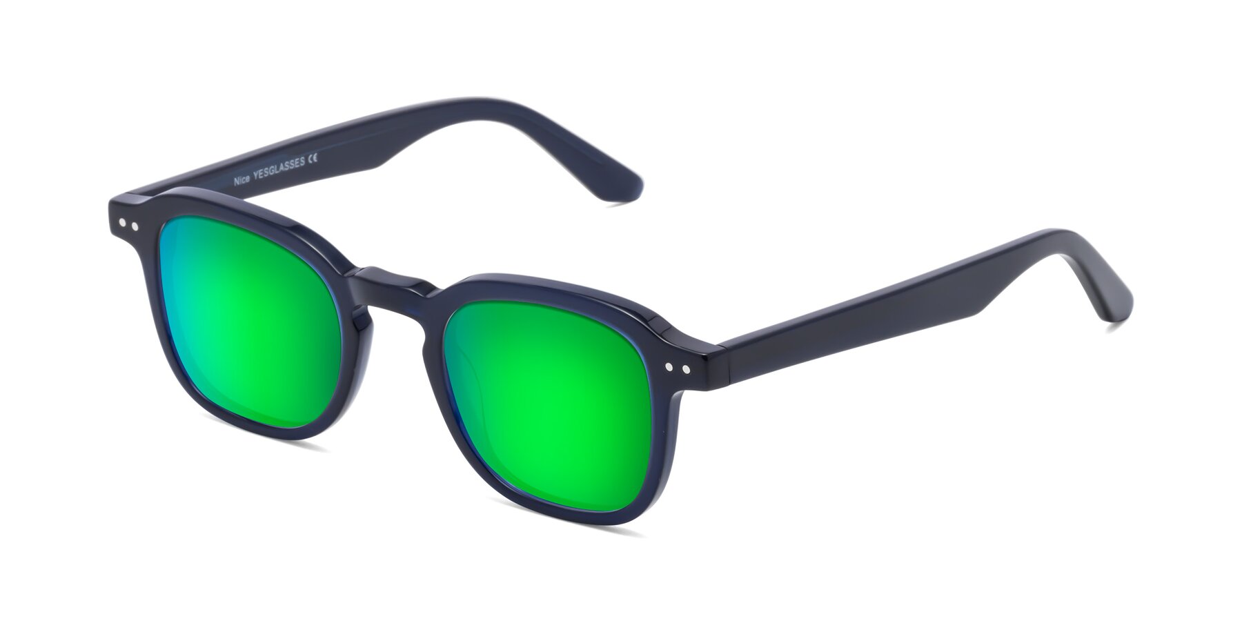 Angle of Nice in Deep Blue with Green Mirrored Lenses