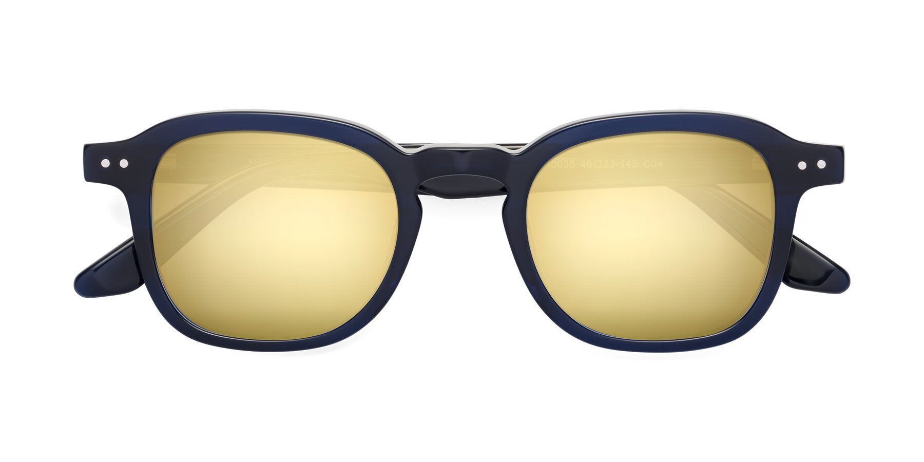 Folded Front of Nice in Deep Blue with Gold Mirrored Lenses