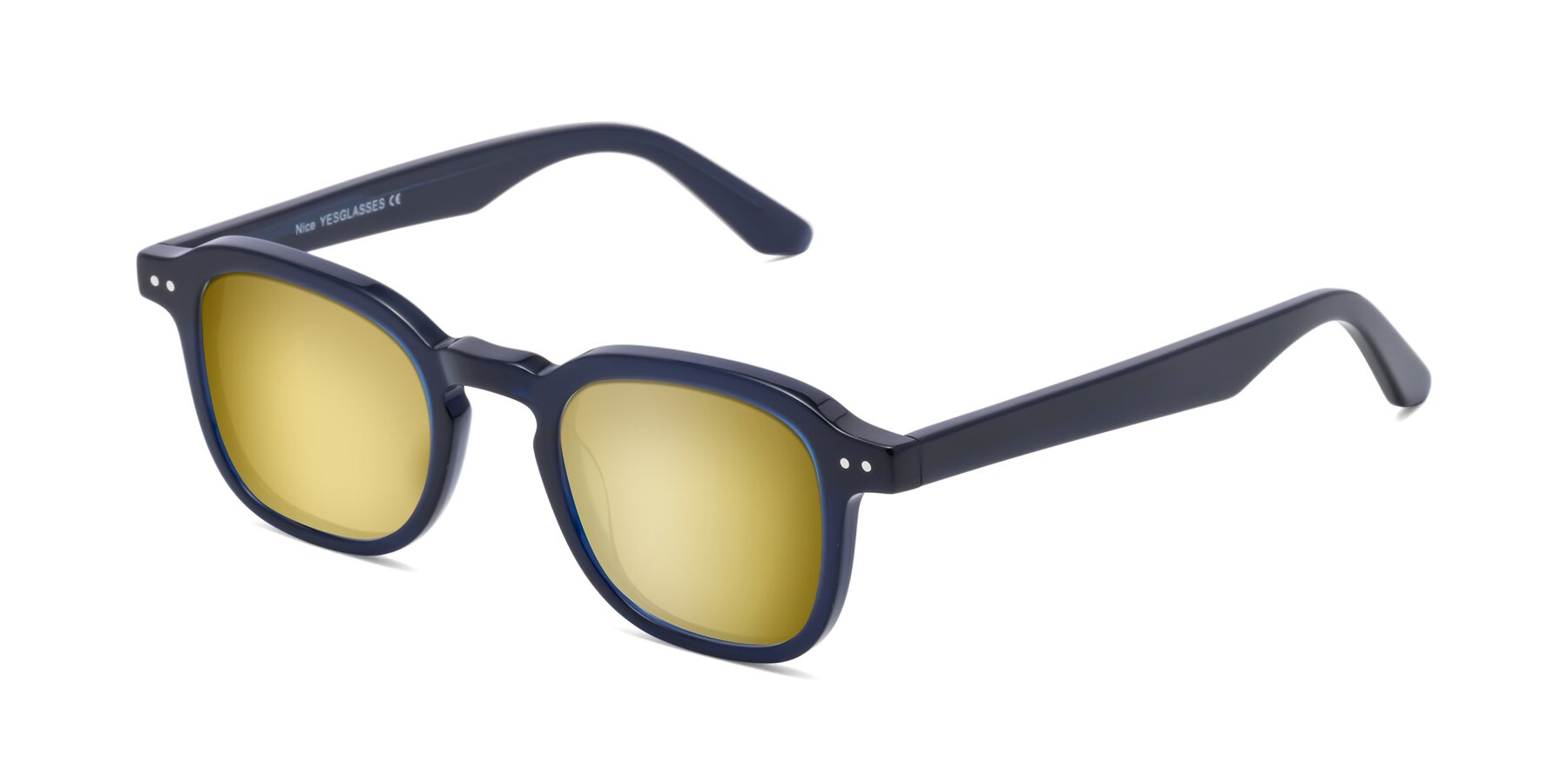Angle of Nice in Deep Blue with Gold Mirrored Lenses