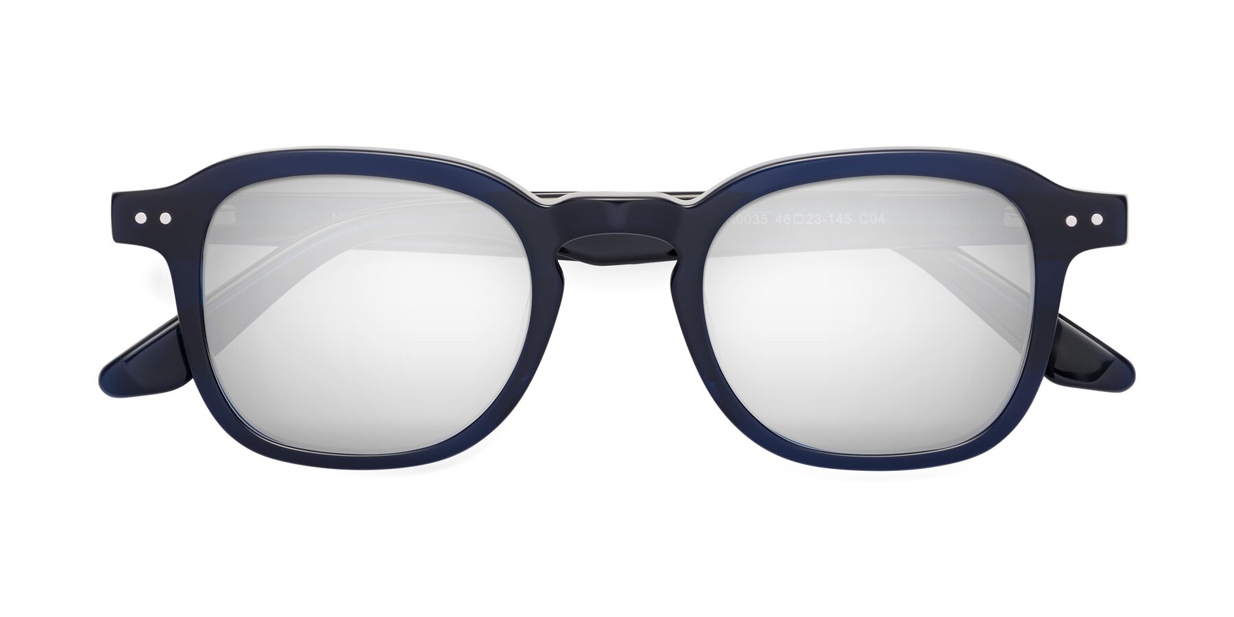 Folded Front of Nice in Deep Blue with Silver Mirrored Lenses