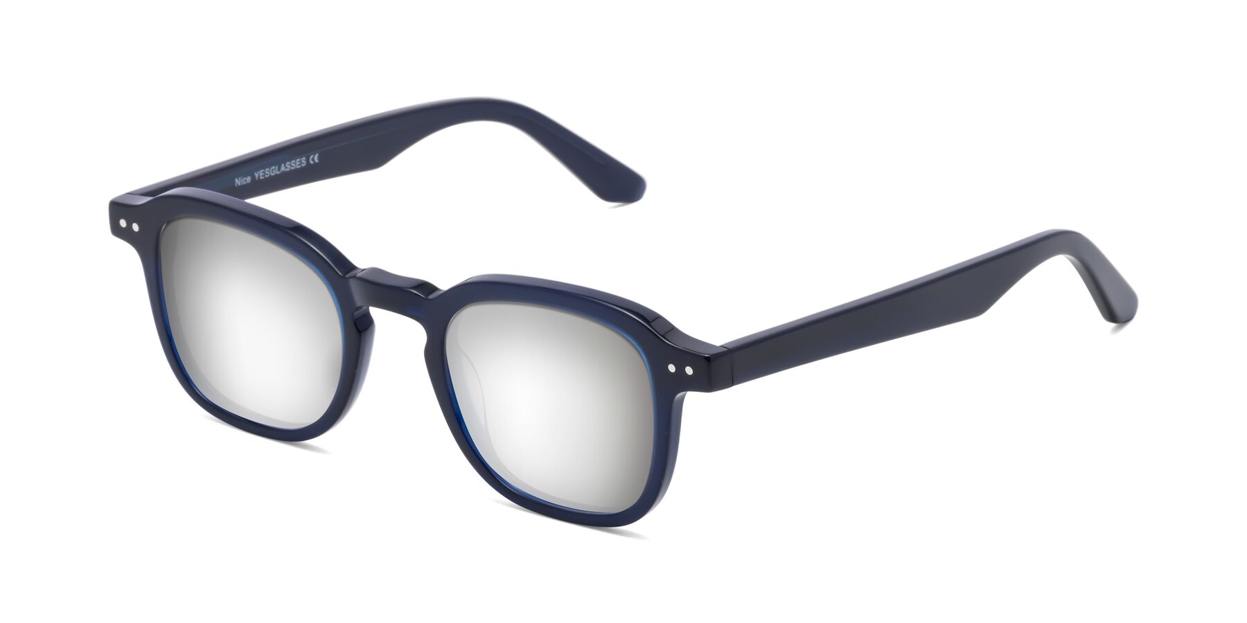 Angle of Nice in Deep Blue with Silver Mirrored Lenses
