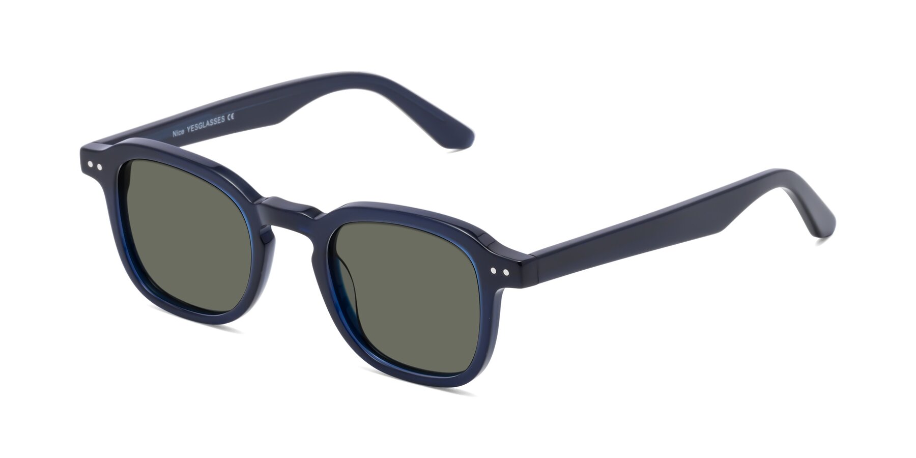 Angle of Nice in Deep Blue with Gray Polarized Lenses