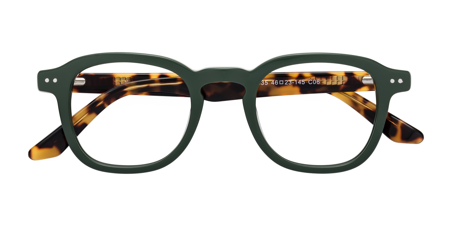 Folded Front of Nice in Seaweed-Tortoise with Clear Eyeglass Lenses