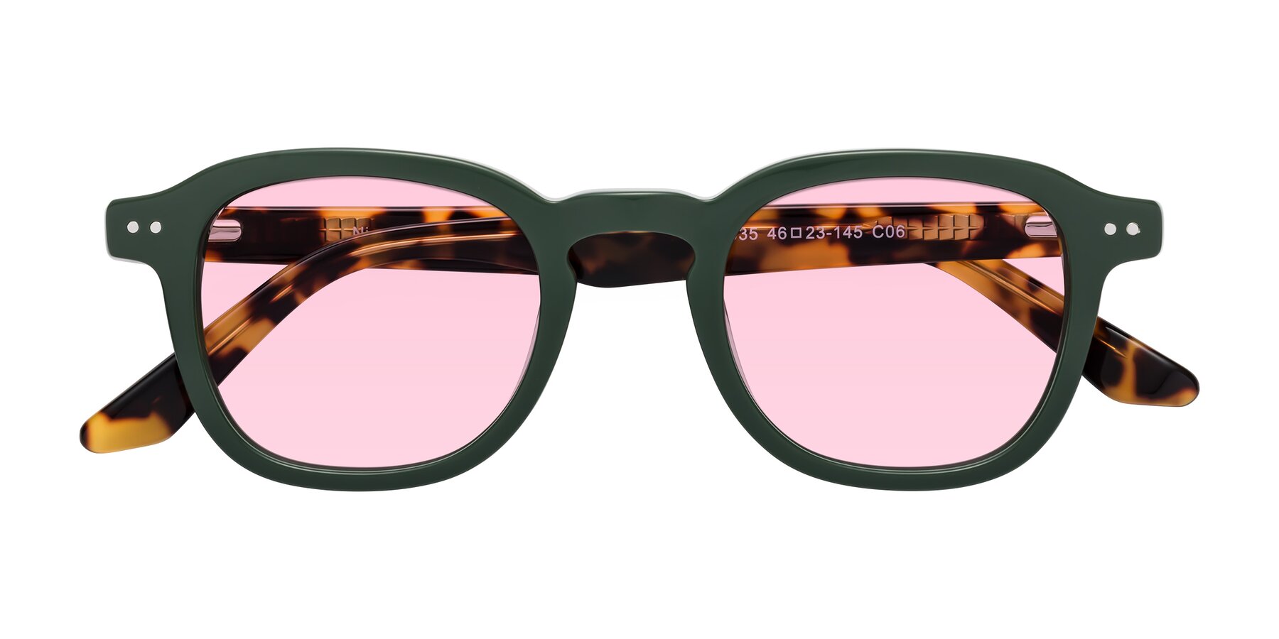 Folded Front of Nice in Seaweed-Tortoise with Light Pink Tinted Lenses