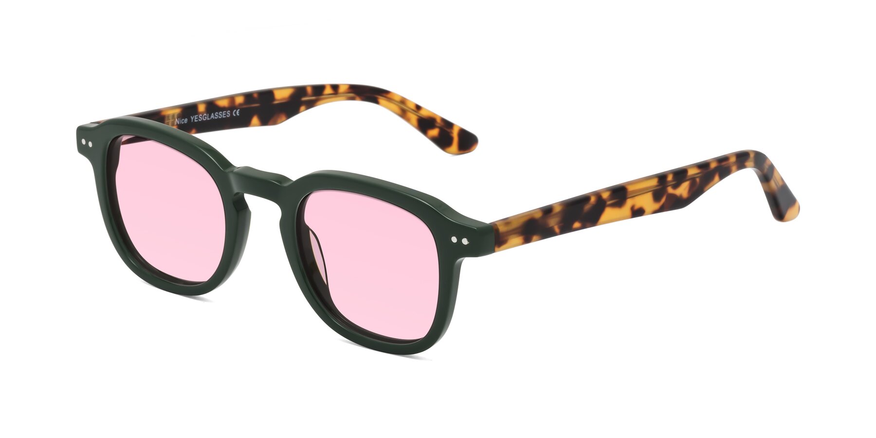 Angle of Nice in Seaweed-Tortoise with Light Pink Tinted Lenses