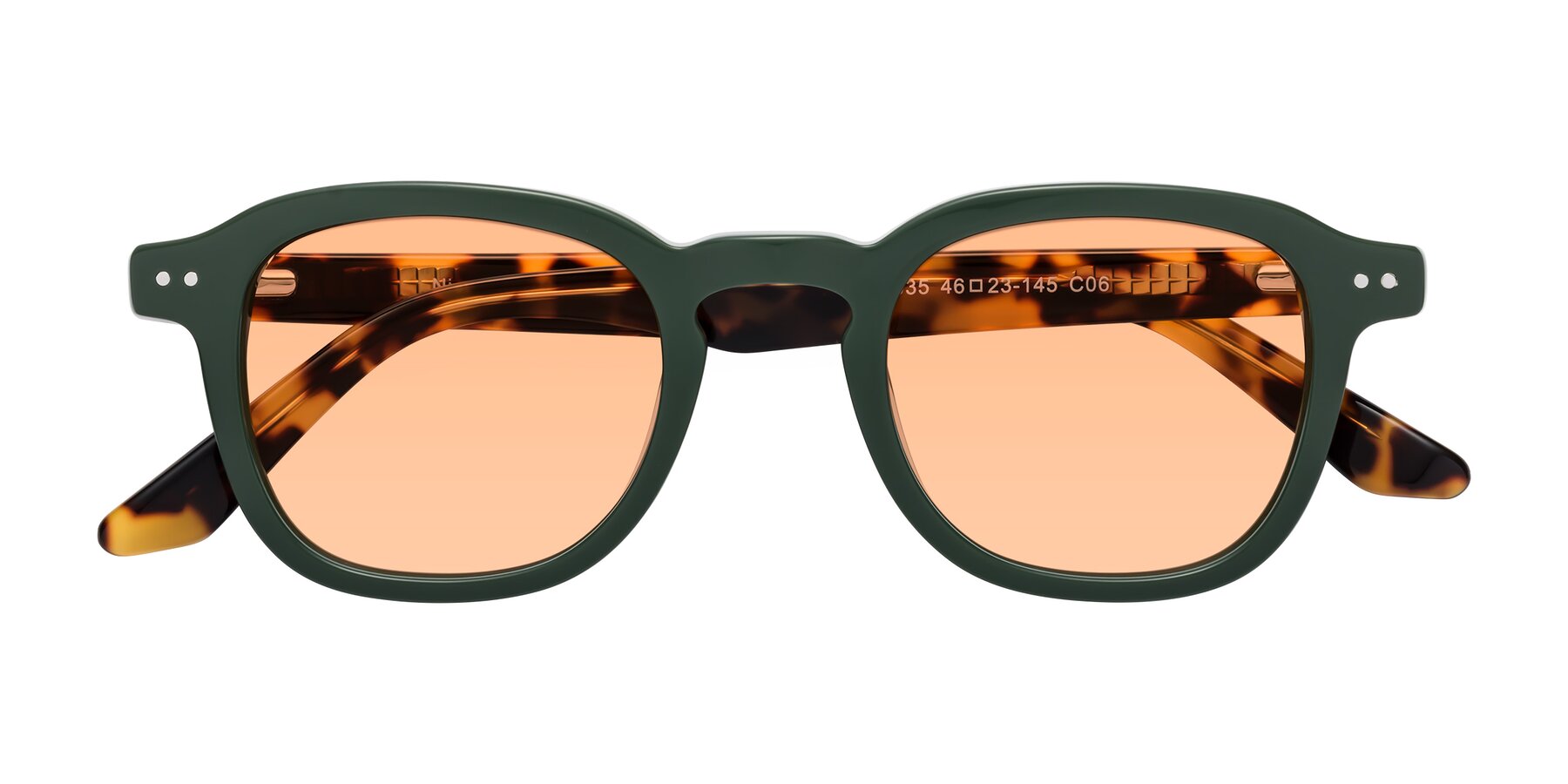 Folded Front of Nice in Seaweed-Tortoise with Light Orange Tinted Lenses