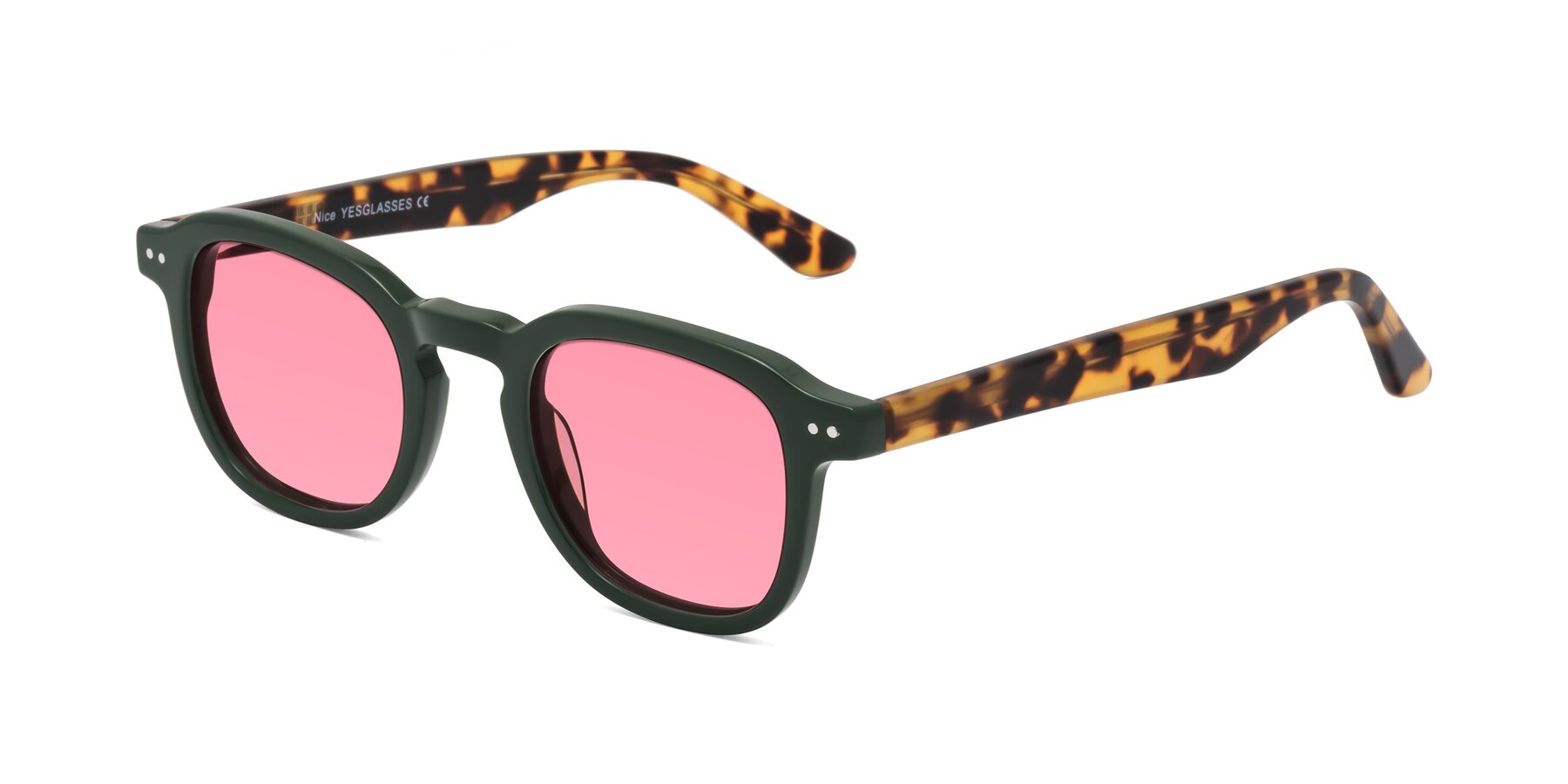 Angle of Nice in Seaweed-Tortoise with Pink Tinted Lenses