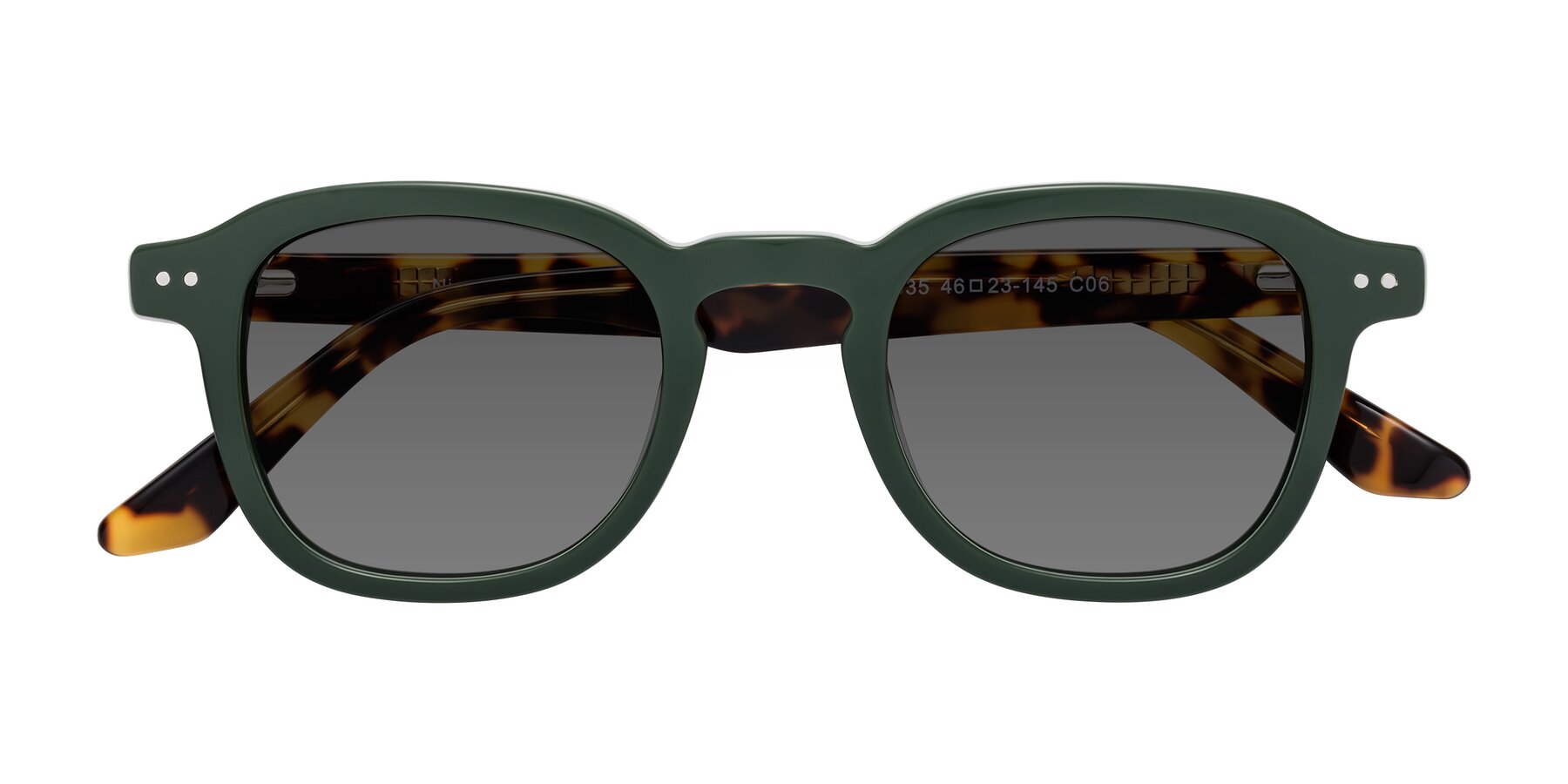 Folded Front of Nice in Seaweed-Tortoise with Medium Gray Tinted Lenses