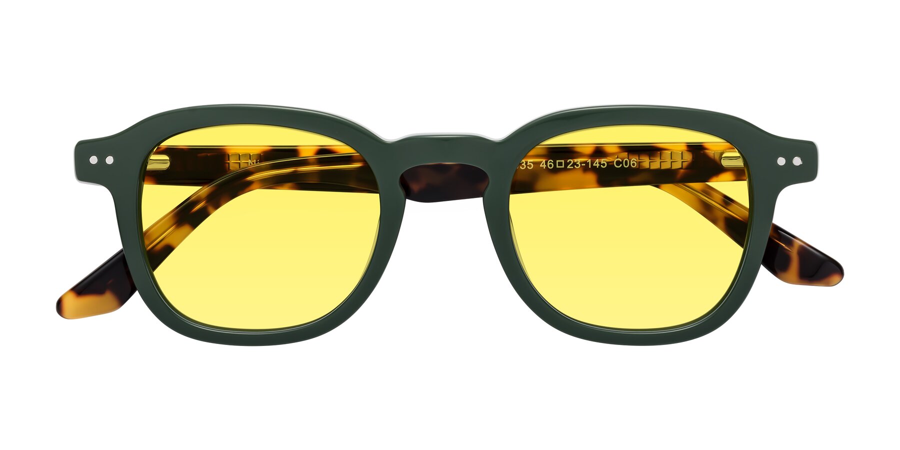 Folded Front of Nice in Seaweed-Tortoise with Medium Yellow Tinted Lenses