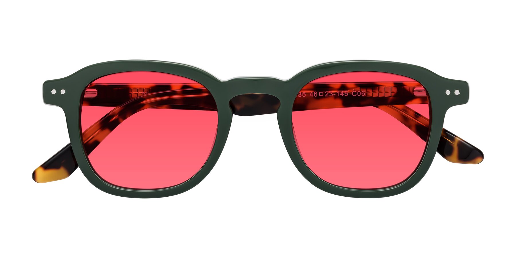 Folded Front of Nice in Seaweed-Tortoise with Red Tinted Lenses