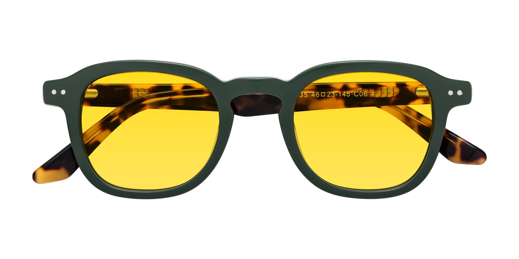 Folded Front of Nice in Seaweed-Tortoise with Yellow Tinted Lenses