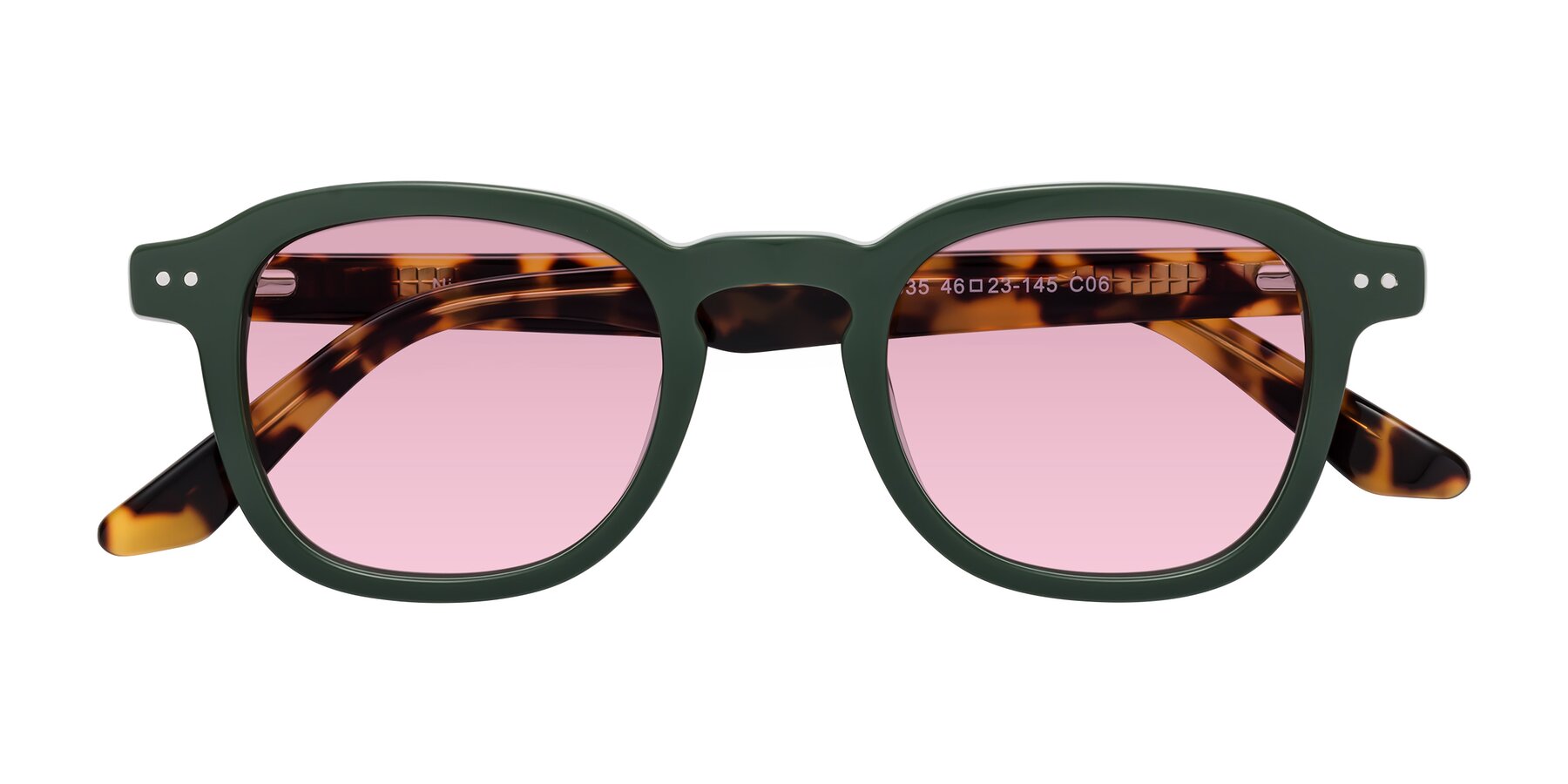 Folded Front of Nice in Seaweed-Tortoise with Light Wine Tinted Lenses