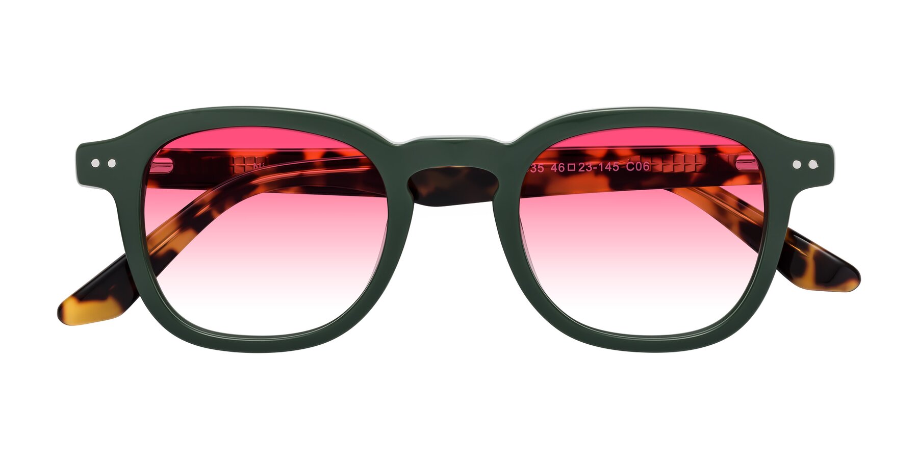 Folded Front of Nice in Seaweed-Tortoise with Pink Gradient Lenses