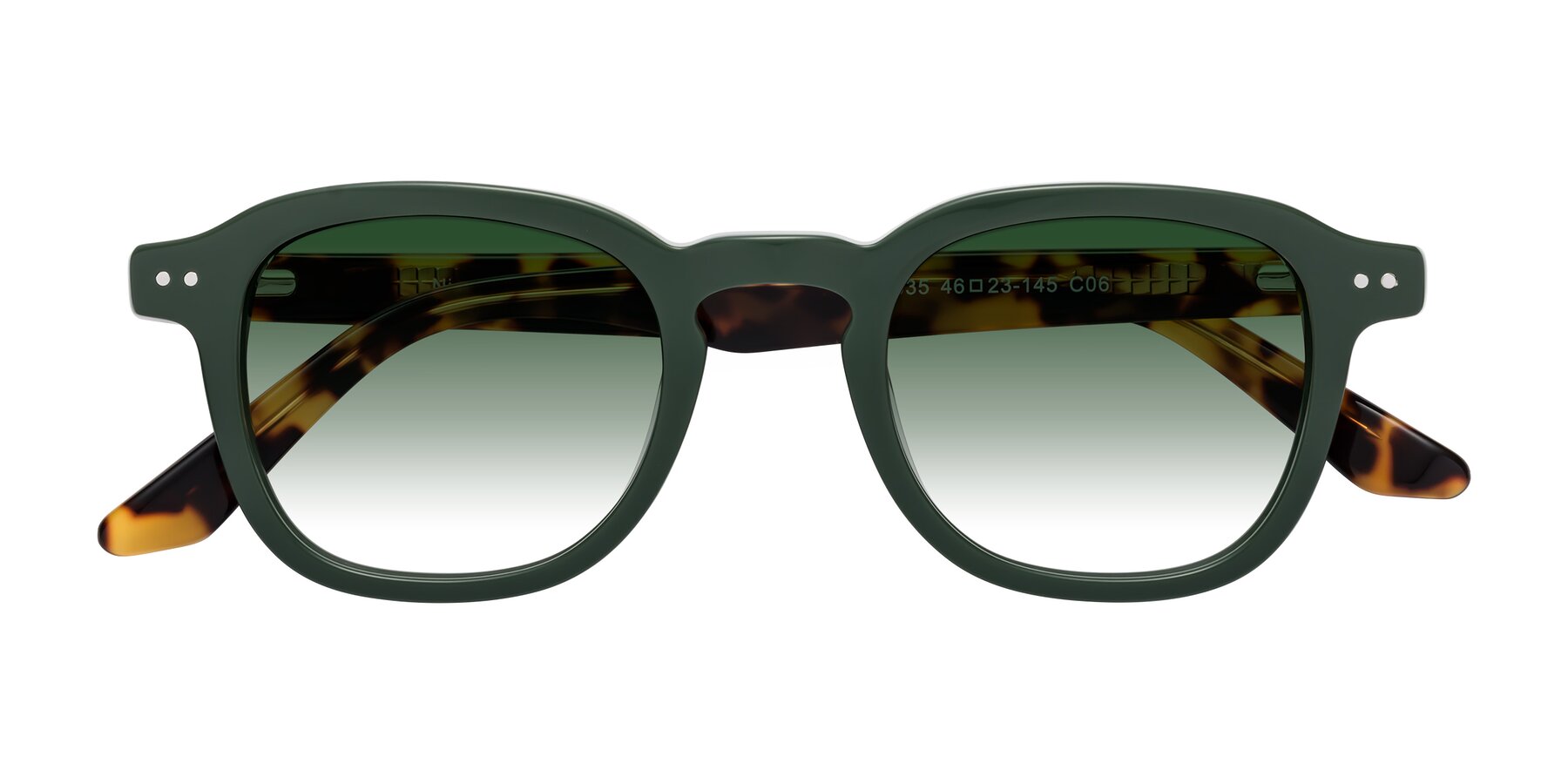 Folded Front of Nice in Seaweed-Tortoise with Green Gradient Lenses